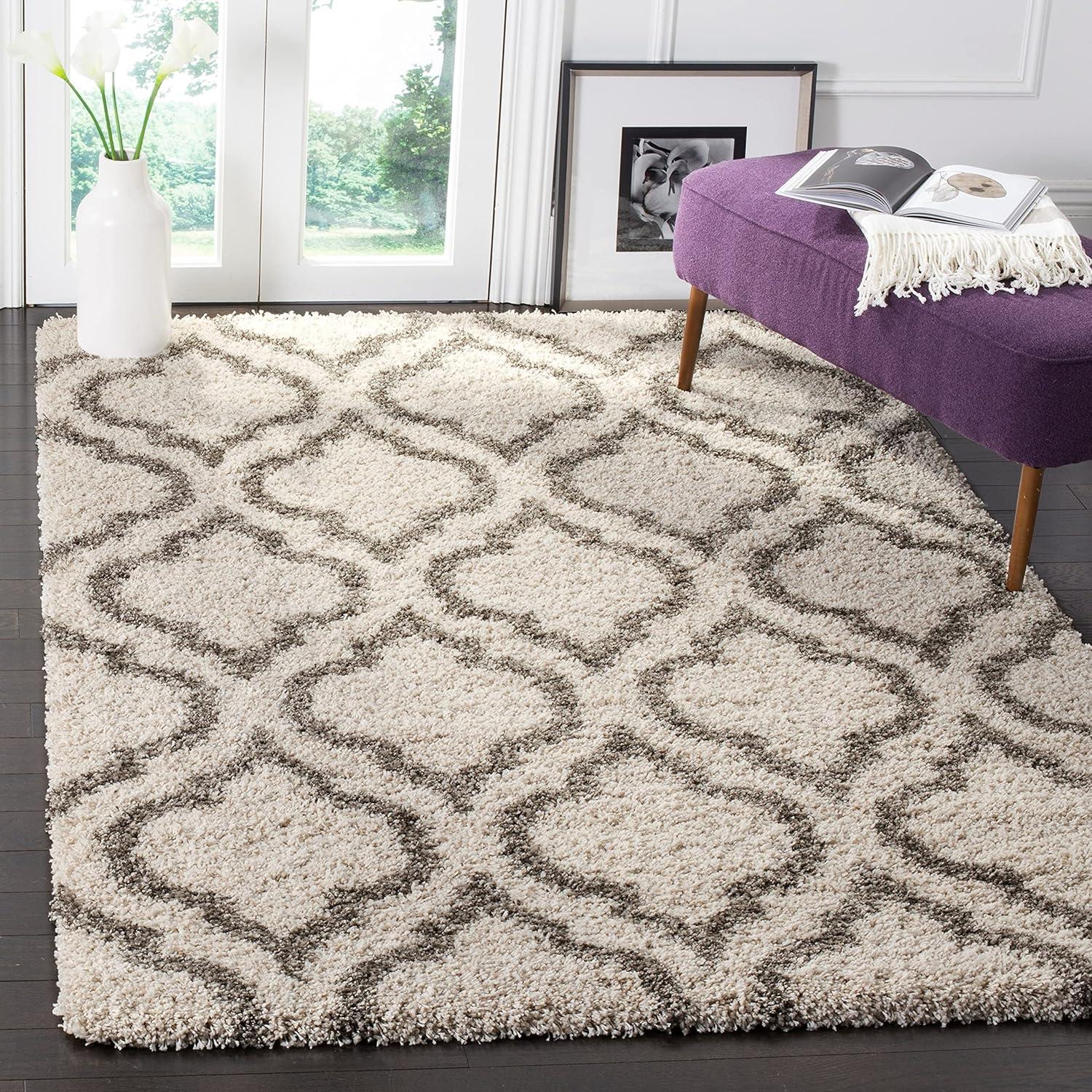 image:imageSAFAVIEH Hudson Shag Collection Area Rug 6 x 9 Grey amp Ivory Moroccan Design NonShedding amp Easy Care 2inch Thick Ideal for High Traffic Areas in Living Room Bedroom SGH284BIvorySteel Blue