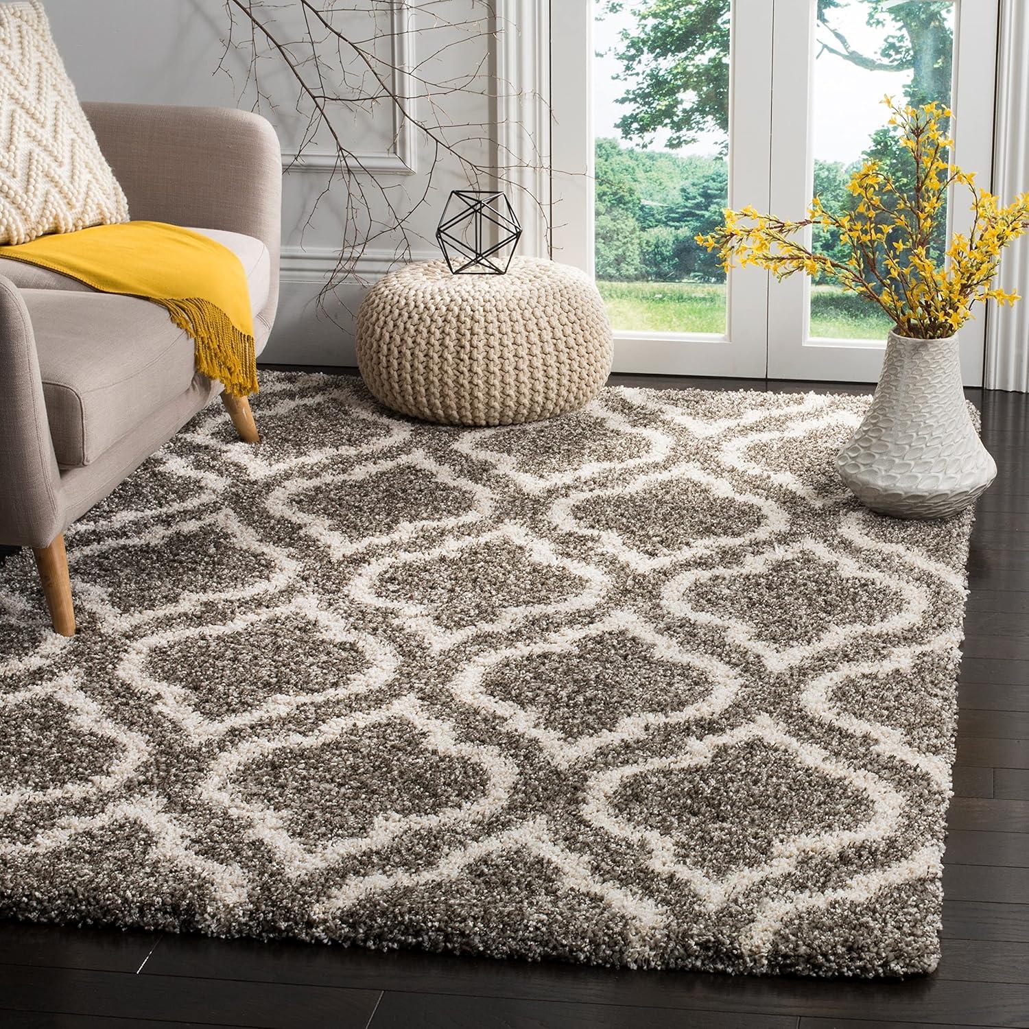 image:imageSAFAVIEH Hudson Shag Collection Area Rug 6 x 9 Grey amp Ivory Moroccan Design NonShedding amp Easy Care 2inch Thick Ideal for High Traffic Areas in Living Room Bedroom SGH284BIvoryBeige