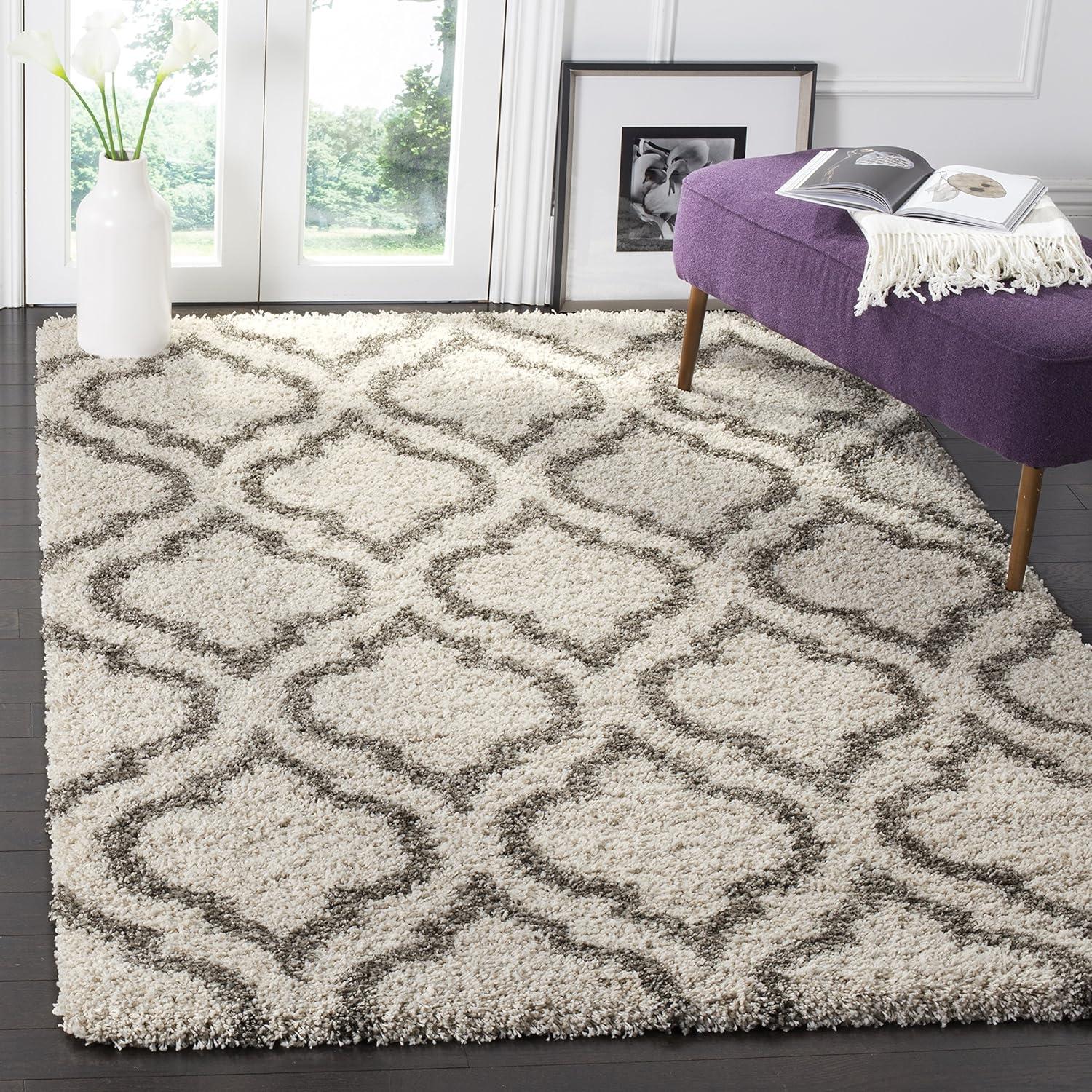 image:imageSAFAVIEH Hudson Shag Collection Area Rug 6 x 9 Grey amp Ivory Moroccan Design NonShedding amp Easy Care 2inch Thick Ideal for High Traffic Areas in Living Room Bedroom SGH284BIvoryGrey