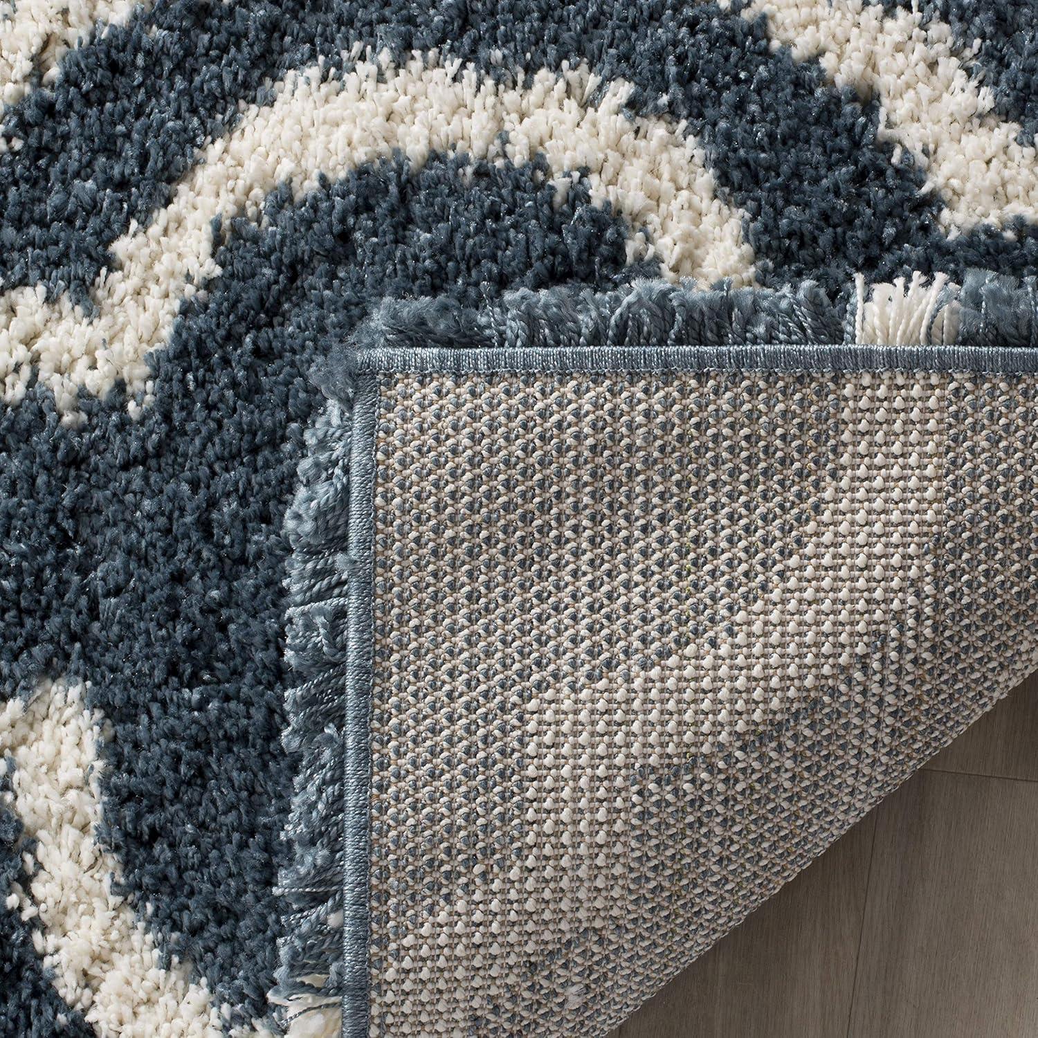image:imageSAFAVIEH Hudson Shag Collection Area Rug 6 x 9 Grey amp Ivory Moroccan Design NonShedding amp Easy Care 2inch Thick Ideal for High Traffic Areas in Living Room Bedroom SGH284BSlate BlueIvory