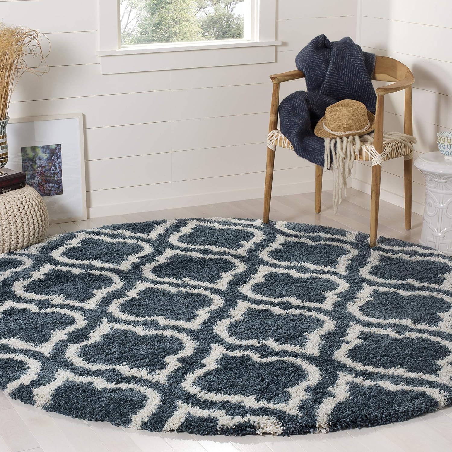 image:imageSAFAVIEH Hudson Shag Collection Area Rug 6 x 9 Grey amp Ivory Moroccan Design NonShedding amp Easy Care 2inch Thick Ideal for High Traffic Areas in Living Room Bedroom SGH284BSlate BlueIvory