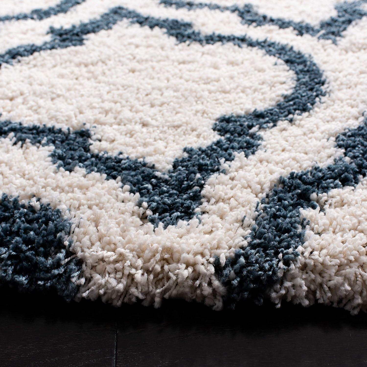 image:imageSAFAVIEH Hudson Shag Collection Area Rug 6 x 9 Grey amp Ivory Moroccan Design NonShedding amp Easy Care 2inch Thick Ideal for High Traffic Areas in Living Room Bedroom SGH284BIvorySteel Blue