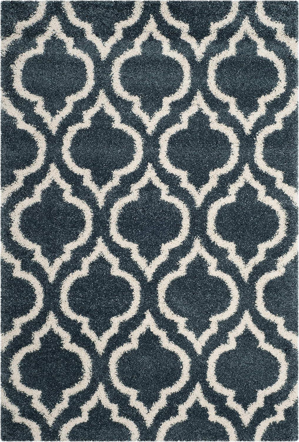 image:imageSAFAVIEH Hudson Shag Collection Area Rug 6 x 9 Grey amp Ivory Moroccan Design NonShedding amp Easy Care 2inch Thick Ideal for High Traffic Areas in Living Room Bedroom SGH284BSlate BlueIvory