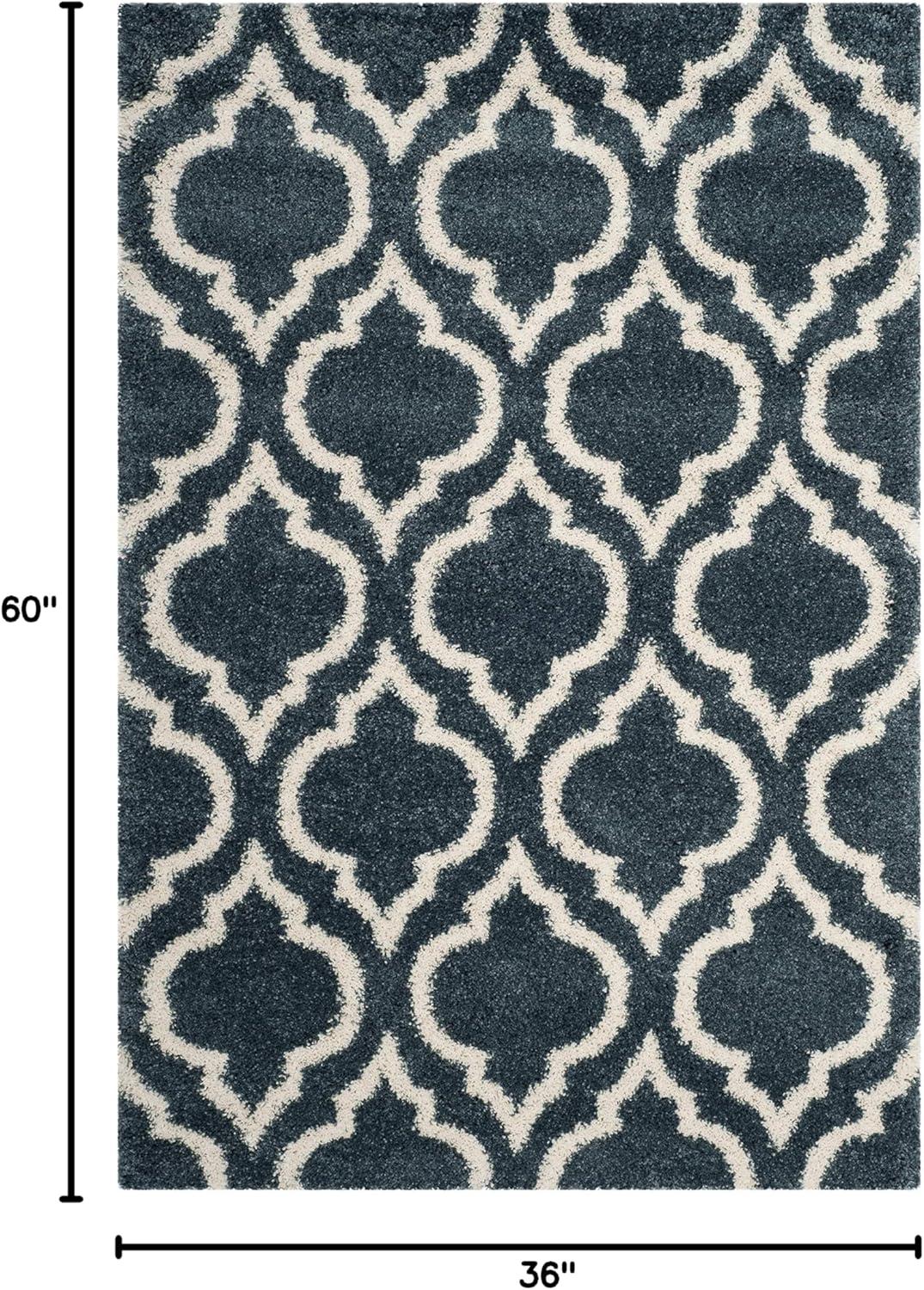 image:imageSAFAVIEH Hudson Shag Collection Area Rug 6 x 9 Grey amp Ivory Moroccan Design NonShedding amp Easy Care 2inch Thick Ideal for High Traffic Areas in Living Room Bedroom SGH284BSlate BlueIvory