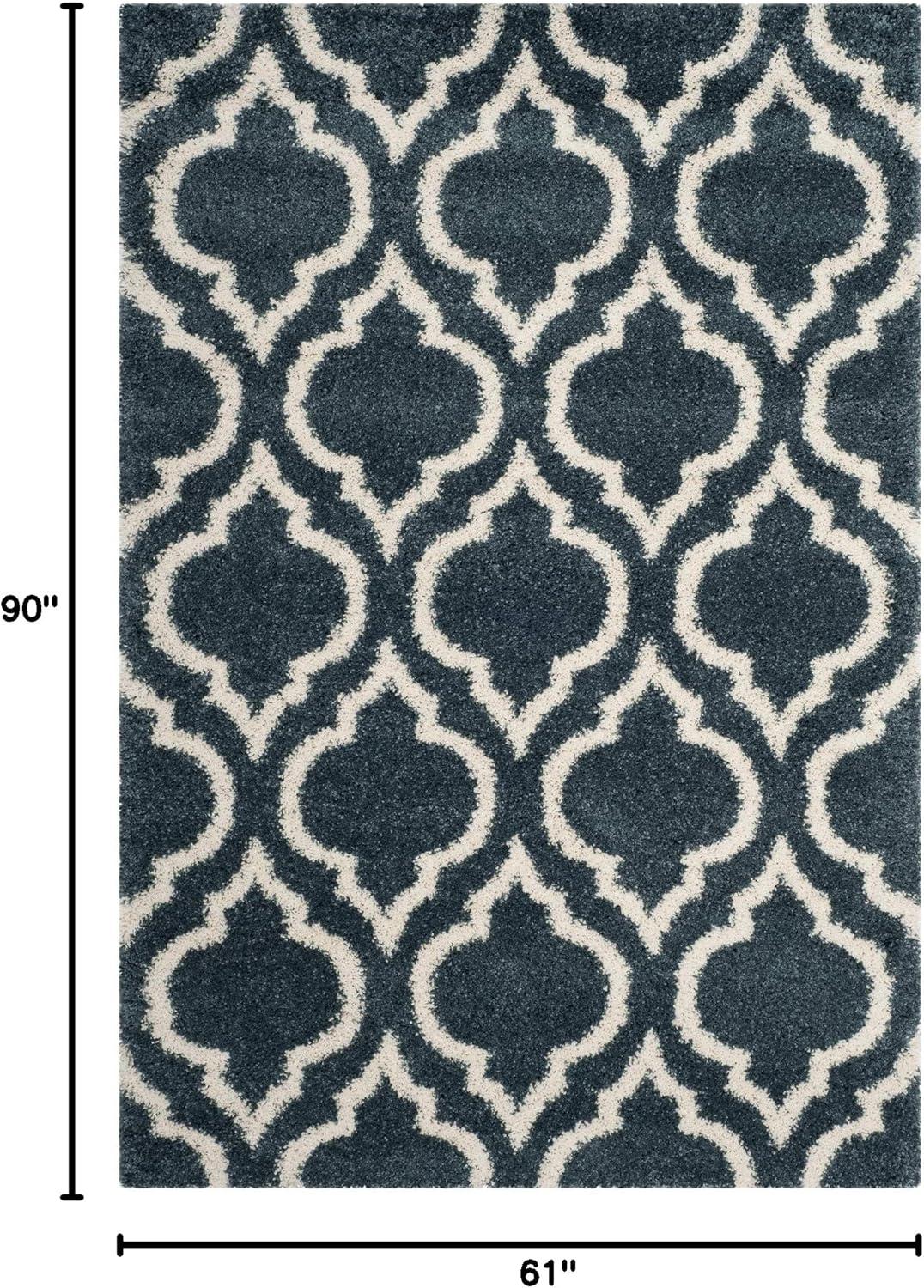 image:imageSAFAVIEH Hudson Shag Collection Area Rug 6 x 9 Grey amp Ivory Moroccan Design NonShedding amp Easy Care 2inch Thick Ideal for High Traffic Areas in Living Room Bedroom SGH284BSlate BlueIvory