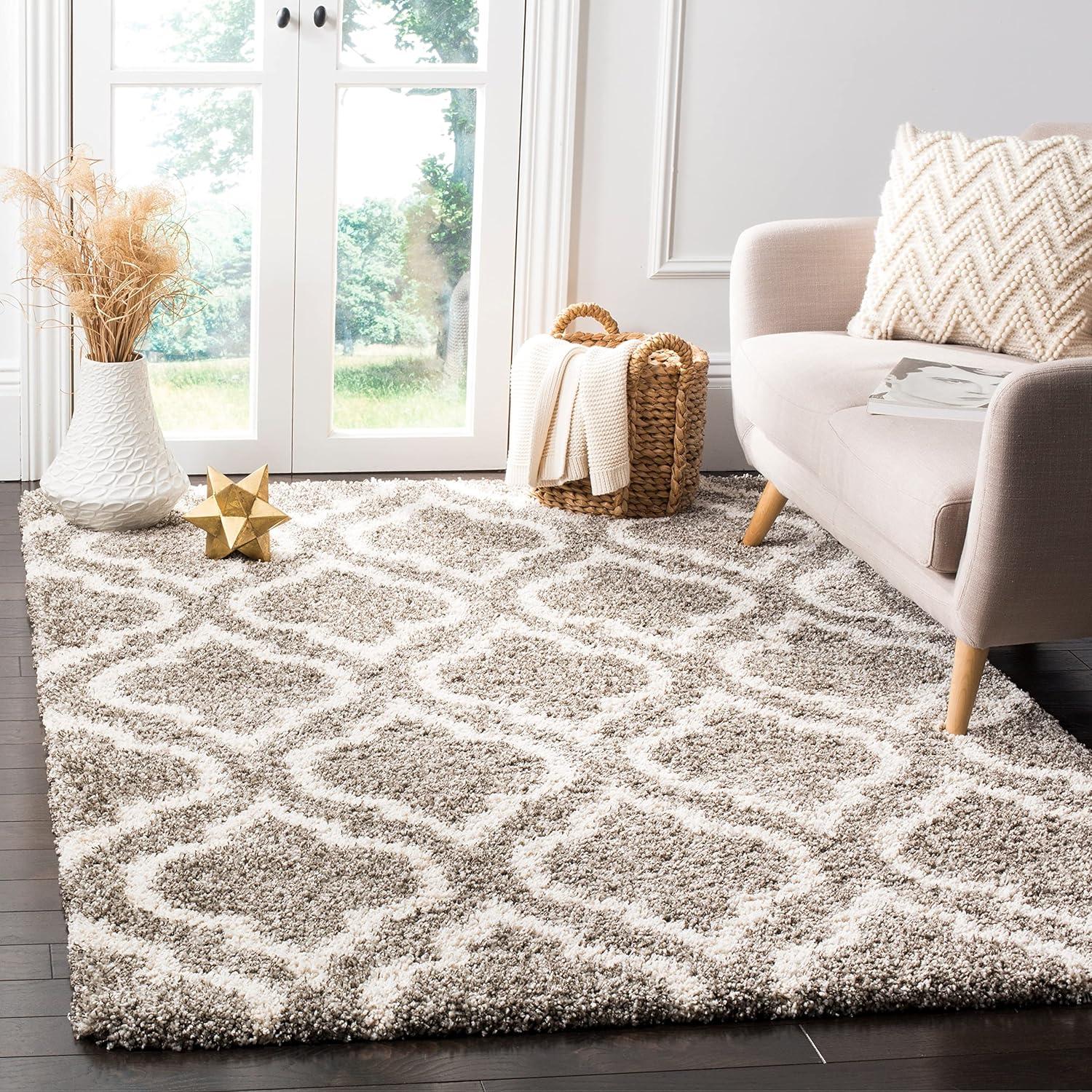 image:imageSAFAVIEH Hudson Shag Collection Area Rug 6 x 9 Grey amp Ivory Moroccan Design NonShedding amp Easy Care 2inch Thick Ideal for High Traffic Areas in Living Room Bedroom SGH284BIvoryGrey