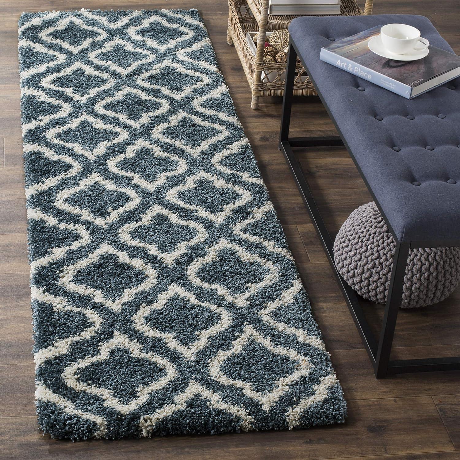 image:imageSAFAVIEH Hudson Shag Collection Area Rug 6 x 9 Grey amp Ivory Moroccan Design NonShedding amp Easy Care 2inch Thick Ideal for High Traffic Areas in Living Room Bedroom SGH284BSlate BlueIvory
