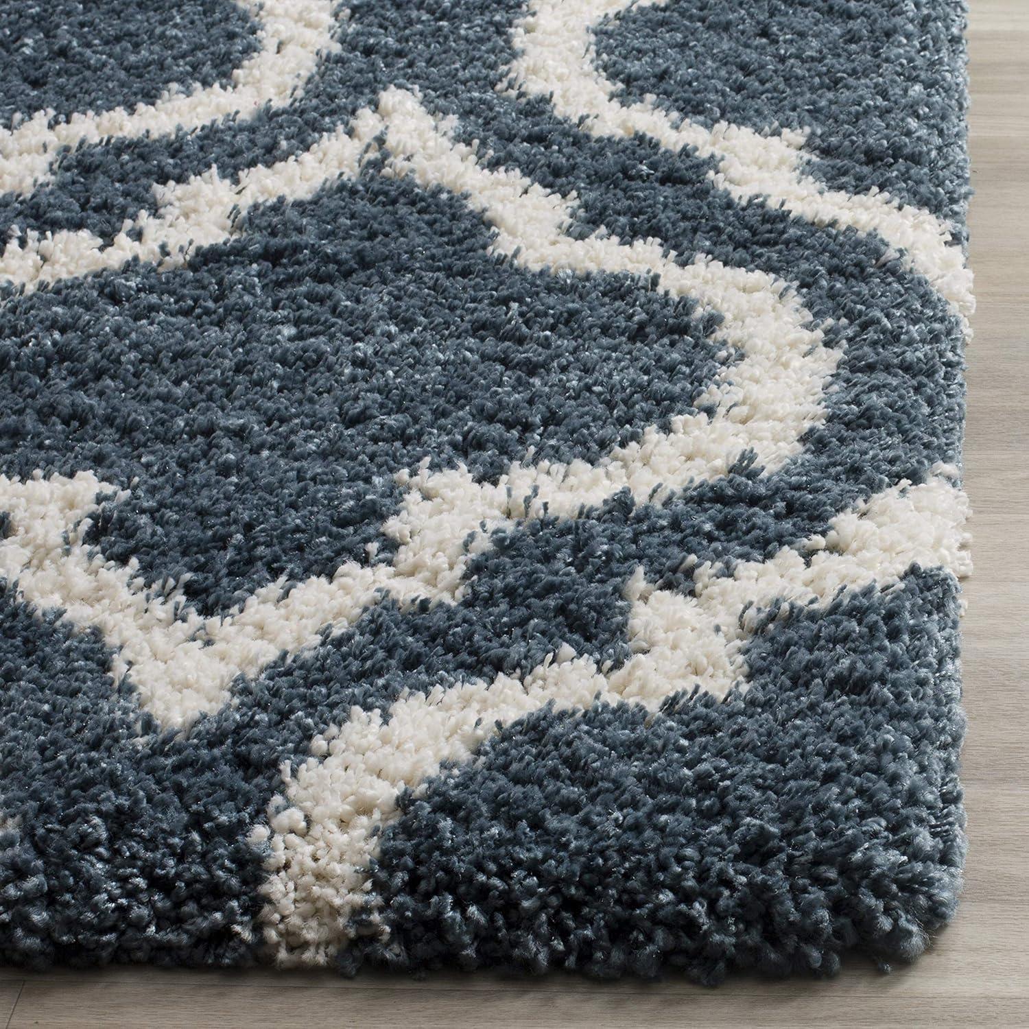 image:imageSAFAVIEH Hudson Shag Collection Area Rug 6 x 9 Grey amp Ivory Moroccan Design NonShedding amp Easy Care 2inch Thick Ideal for High Traffic Areas in Living Room Bedroom SGH284BSlate BlueIvory