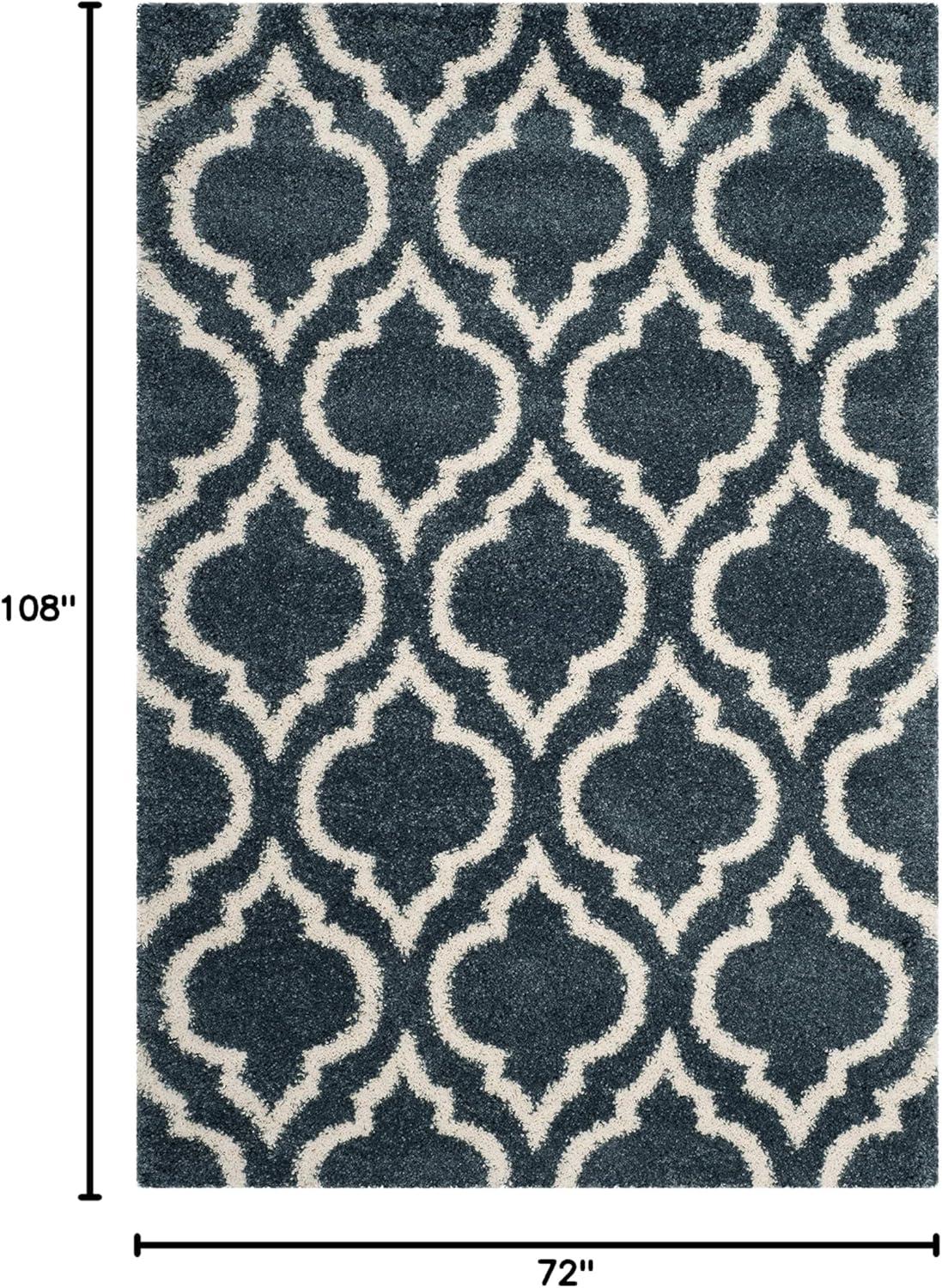 image:imageSAFAVIEH Hudson Shag Collection Area Rug 6 x 9 Grey amp Ivory Moroccan Design NonShedding amp Easy Care 2inch Thick Ideal for High Traffic Areas in Living Room Bedroom SGH284BSlate BlueIvory