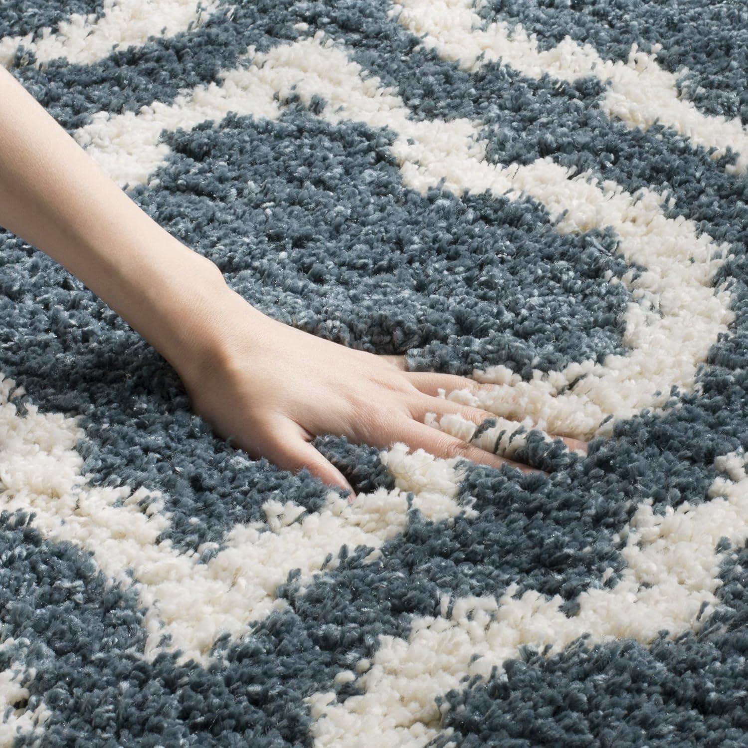 image:imageSAFAVIEH Hudson Shag Collection Area Rug 6 x 9 Grey amp Ivory Moroccan Design NonShedding amp Easy Care 2inch Thick Ideal for High Traffic Areas in Living Room Bedroom SGH284BSlate BlueIvory