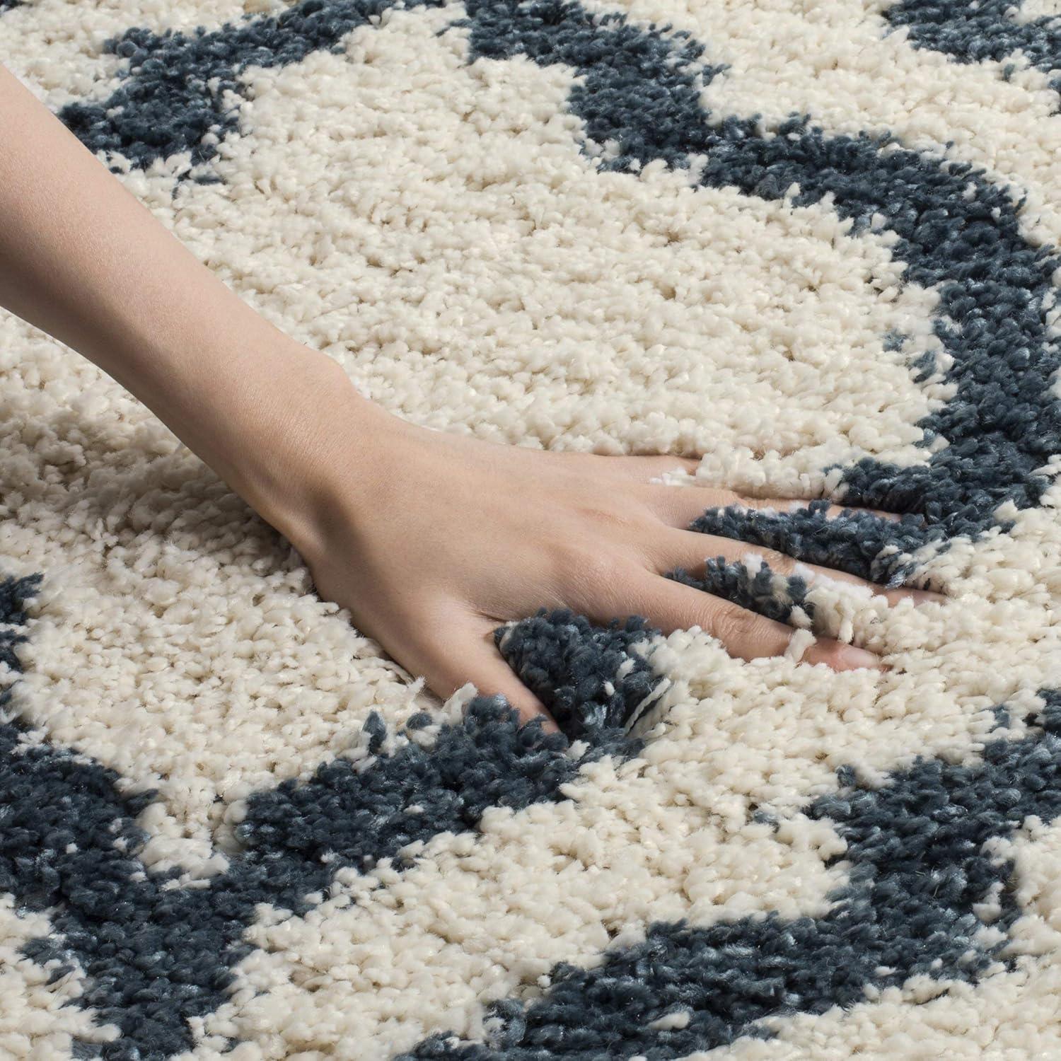 image:imageSAFAVIEH Hudson Shag Collection Area Rug 6 x 9 Grey amp Ivory Moroccan Design NonShedding amp Easy Care 2inch Thick Ideal for High Traffic Areas in Living Room Bedroom SGH284BIvorySteel Blue