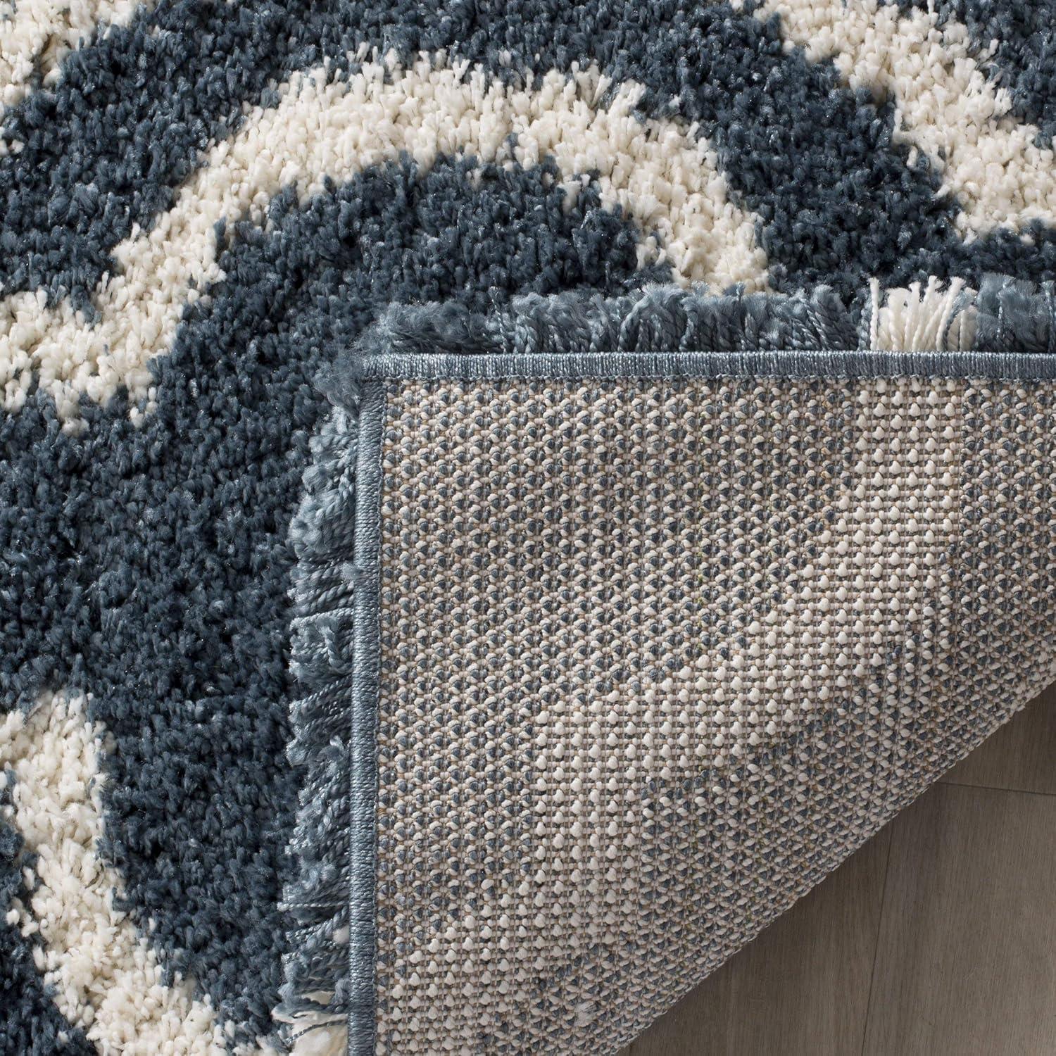 image:imageSAFAVIEH Hudson Shag Collection Area Rug 6 x 9 Grey amp Ivory Moroccan Design NonShedding amp Easy Care 2inch Thick Ideal for High Traffic Areas in Living Room Bedroom SGH284BSlate BlueIvory
