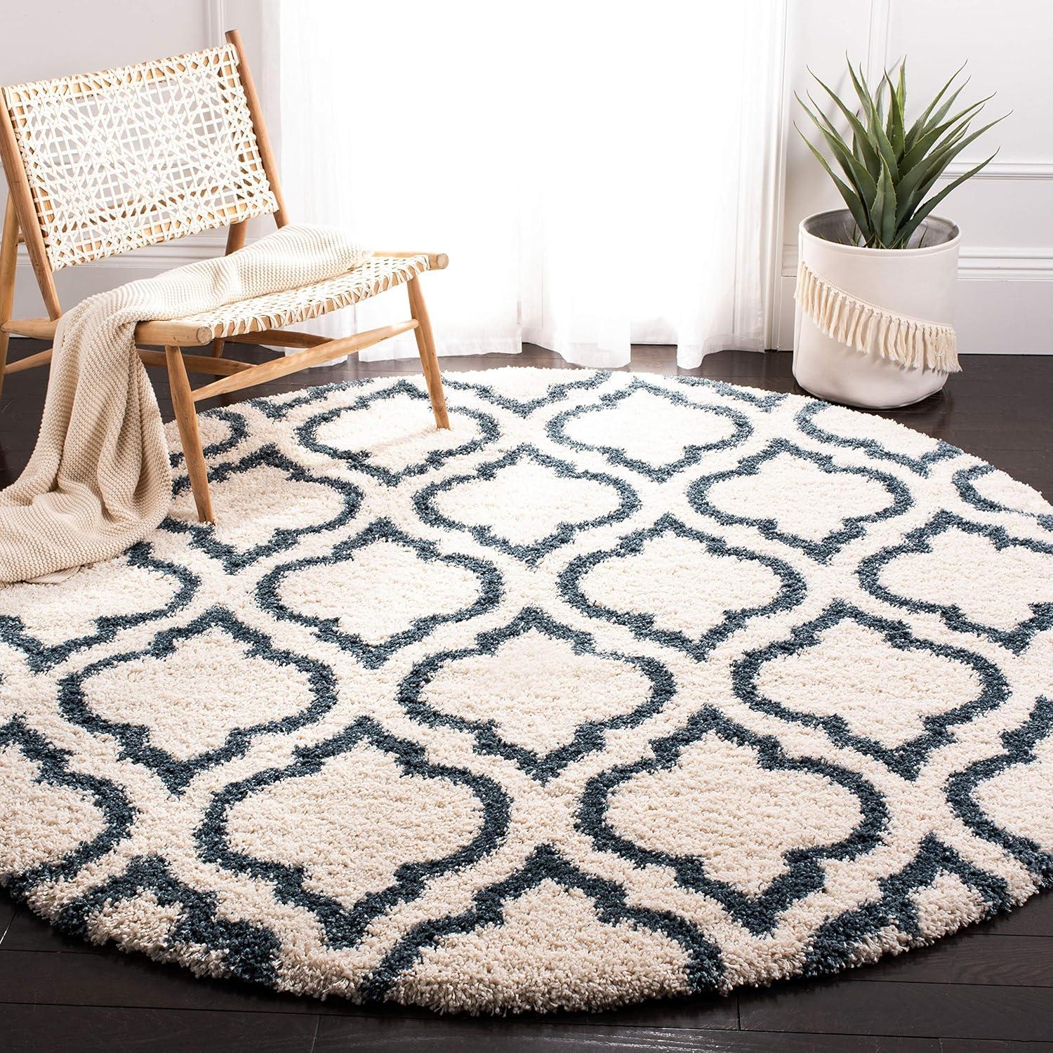 image:imageSAFAVIEH Hudson Shag Collection Area Rug 6 x 9 Grey amp Ivory Moroccan Design NonShedding amp Easy Care 2inch Thick Ideal for High Traffic Areas in Living Room Bedroom SGH284BIvorySteel Blue