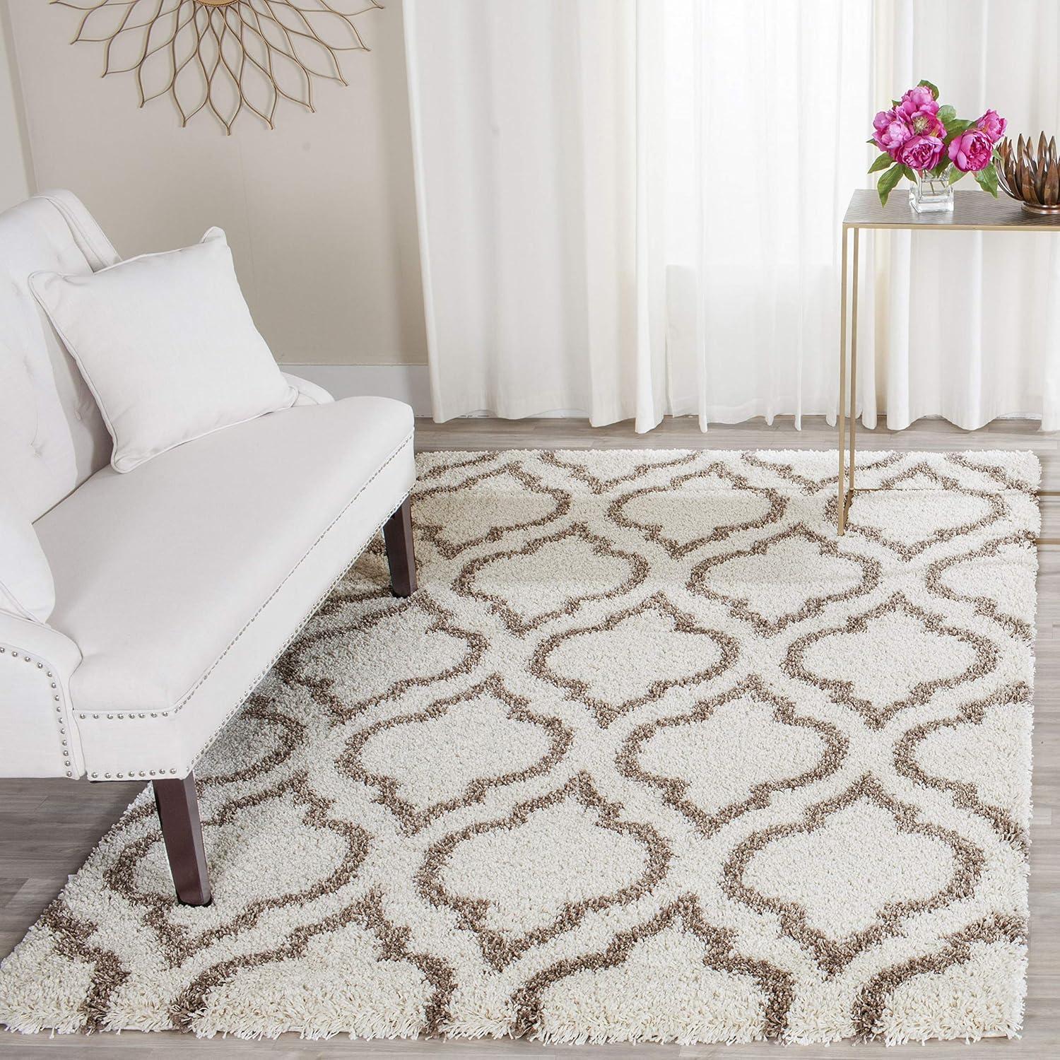 image:imageSAFAVIEH Hudson Shag Collection Area Rug 6 x 9 Grey amp Ivory Moroccan Design NonShedding amp Easy Care 2inch Thick Ideal for High Traffic Areas in Living Room Bedroom SGH284BIvoryBeige