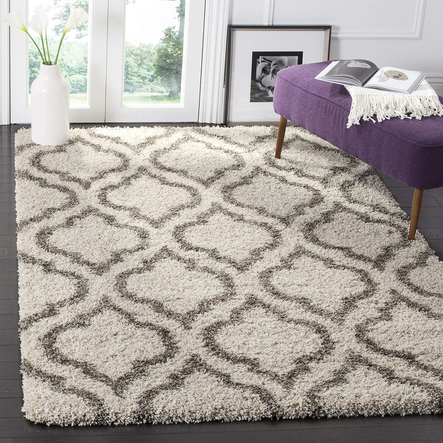 image:imageSAFAVIEH Hudson Shag Collection Area Rug 6 x 9 Grey amp Ivory Moroccan Design NonShedding amp Easy Care 2inch Thick Ideal for High Traffic Areas in Living Room Bedroom SGH284BIvoryGrey