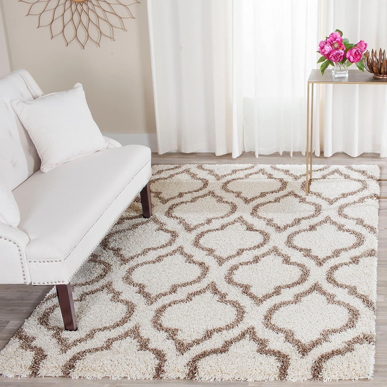 image:imageSAFAVIEH Hudson Shag Collection Area Rug 6 x 9 Grey amp Ivory Moroccan Design NonShedding amp Easy Care 2inch Thick Ideal for High Traffic Areas in Living Room Bedroom SGH284BIvorySteel Blue