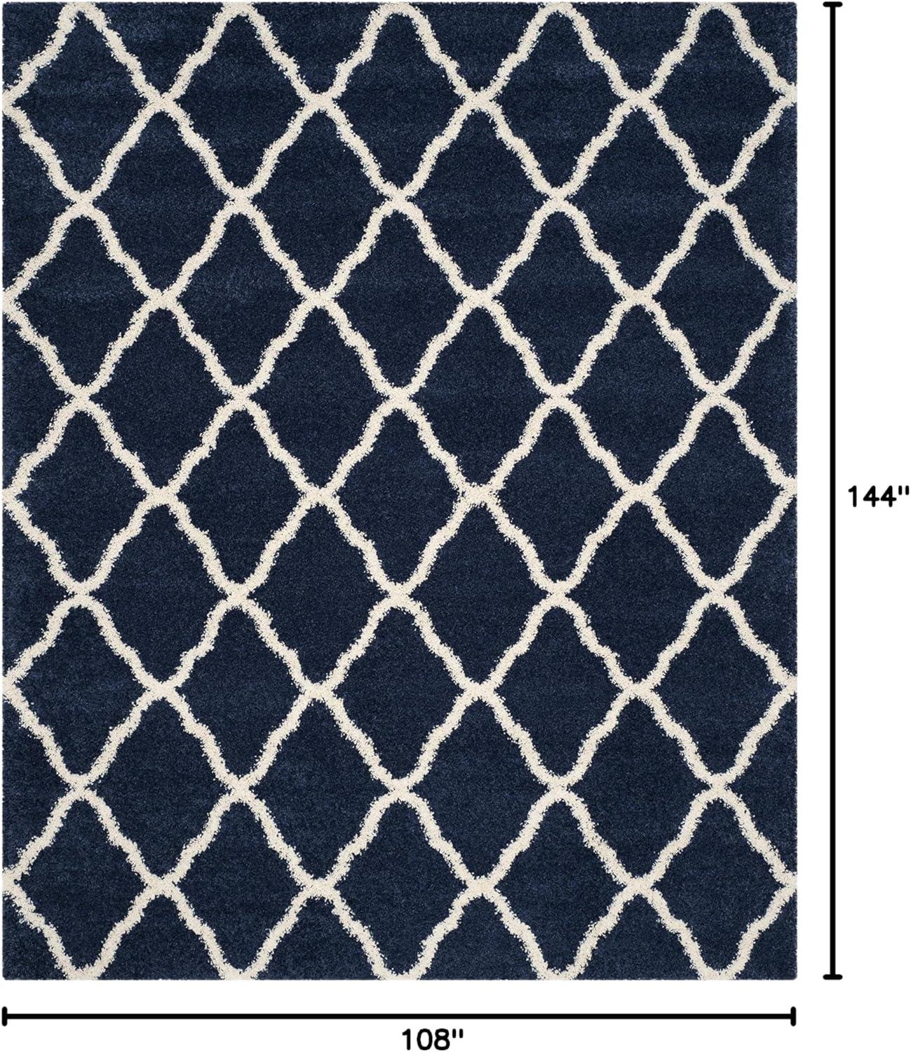 image:imageSAFAVIEH Hudson Shag Collection Area Rug 8 x 10 Slate Blue amp Ivory Moroccan Trellis Design NonShedding amp Easy Care 2inch Thick Ideal for High Traffic Areas in Living Room Bedroom SGH283LNavyIvory