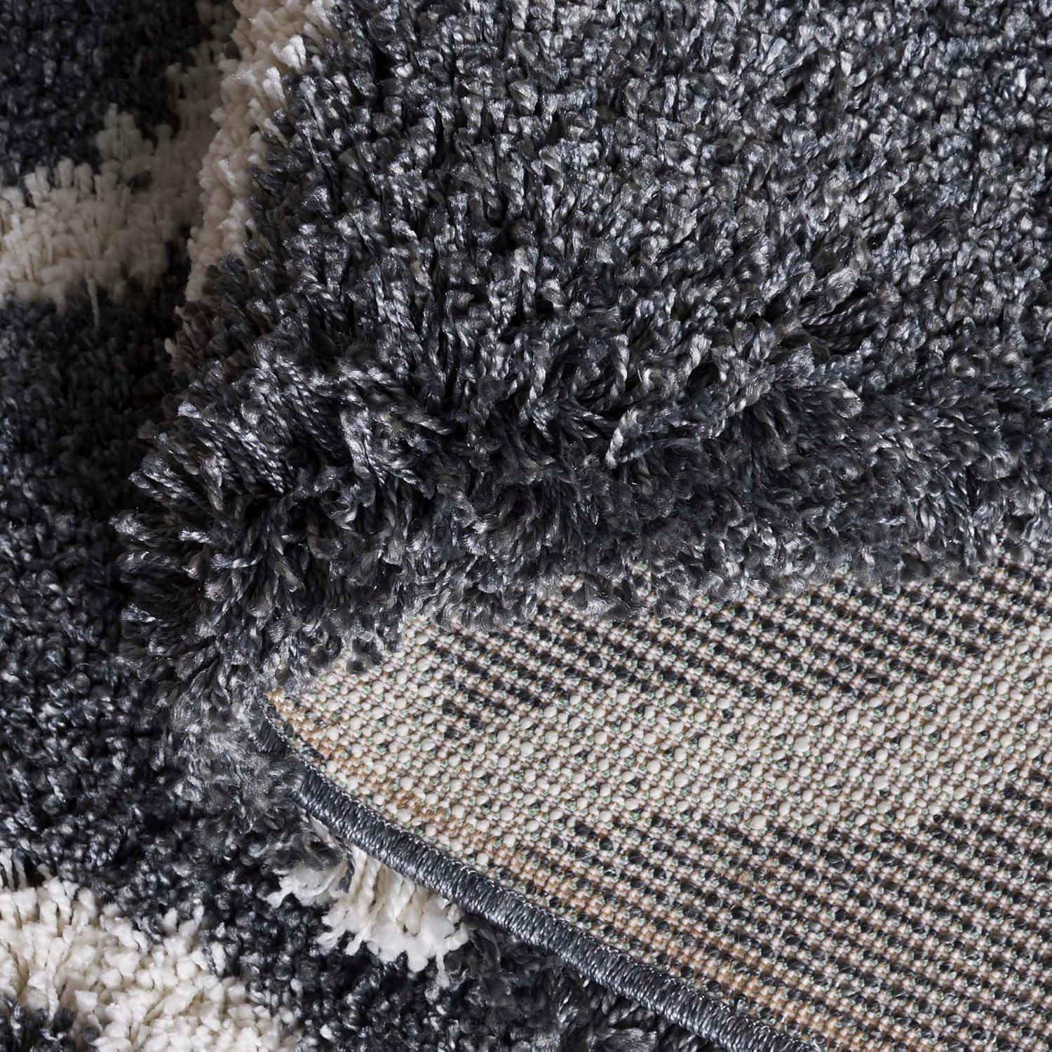 image:imageSAFAVIEH Hudson Shag Collection Area Rug 8 x 10 Slate Blue amp Ivory Moroccan Trellis Design NonShedding amp Easy Care 2inch Thick Ideal for High Traffic Areas in Living Room Bedroom SGH283LDark GreyIvory