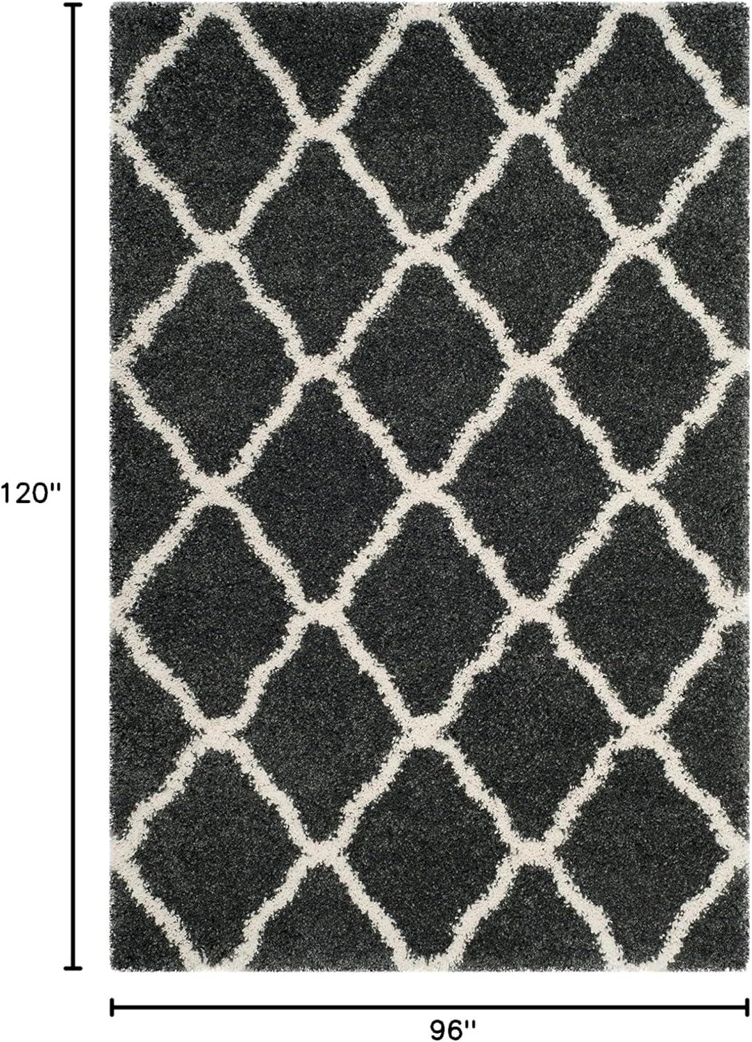 image:imageSAFAVIEH Hudson Shag Collection Area Rug 8 x 10 Slate Blue amp Ivory Moroccan Trellis Design NonShedding amp Easy Care 2inch Thick Ideal for High Traffic Areas in Living Room Bedroom SGH283LDark GreyIvory