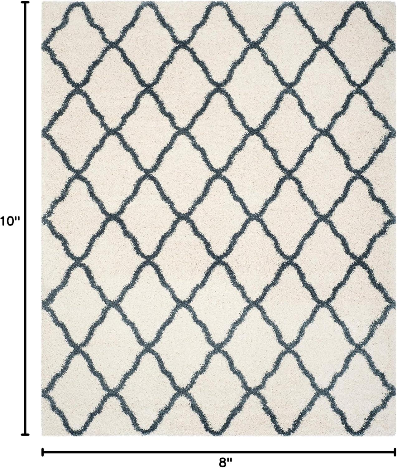 image:imageSAFAVIEH Hudson Shag Collection Area Rug 8 x 10 Slate Blue amp Ivory Moroccan Trellis Design NonShedding amp Easy Care 2inch Thick Ideal for High Traffic Areas in Living Room Bedroom SGH283LIvorySteel Blue