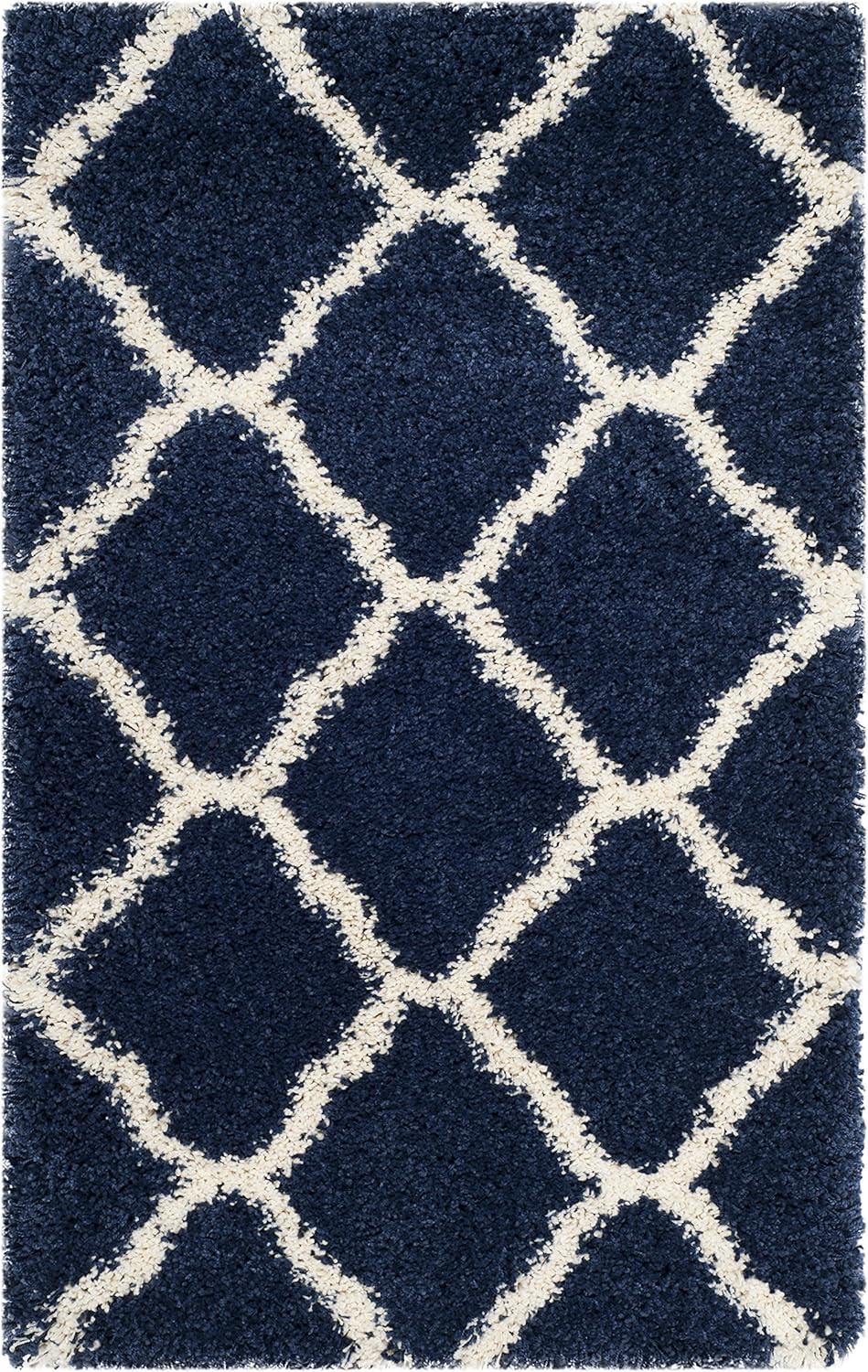 image:imageSAFAVIEH Hudson Shag Collection Area Rug 8 x 10 Slate Blue amp Ivory Moroccan Trellis Design NonShedding amp Easy Care 2inch Thick Ideal for High Traffic Areas in Living Room Bedroom SGH283LNavyIvory