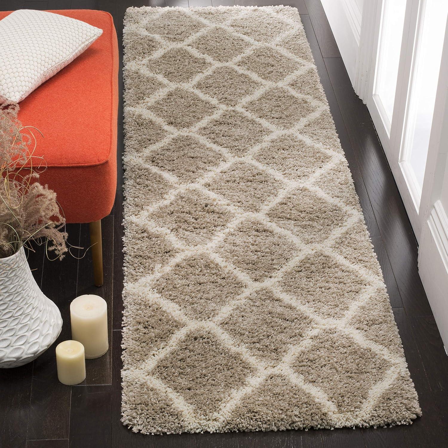image:imageSAFAVIEH Hudson Shag Collection Area Rug 8 x 10 Slate Blue amp Ivory Moroccan Trellis Design NonShedding amp Easy Care 2inch Thick Ideal for High Traffic Areas in Living Room Bedroom SGH283LBeigeIvory