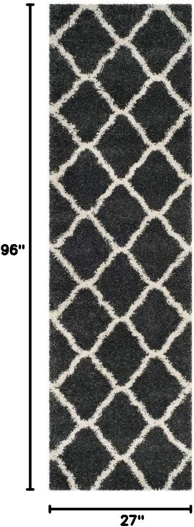 image:imageSAFAVIEH Hudson Shag Collection Area Rug 8 x 10 Slate Blue amp Ivory Moroccan Trellis Design NonShedding amp Easy Care 2inch Thick Ideal for High Traffic Areas in Living Room Bedroom SGH283LDark GreyIvory