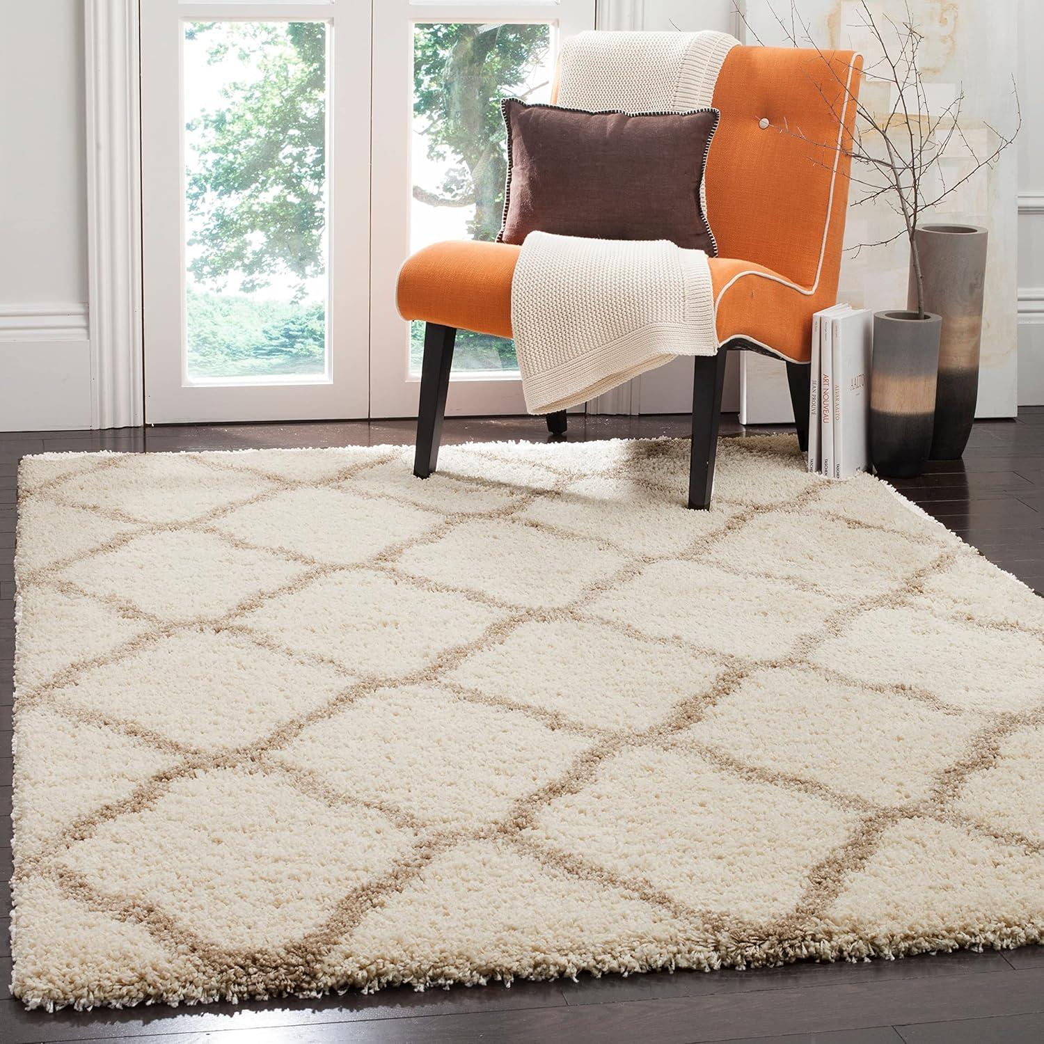 image:imageSAFAVIEH Hudson Shag Collection Area Rug 8 x 10 Slate Blue amp Ivory Moroccan Trellis Design NonShedding amp Easy Care 2inch Thick Ideal for High Traffic Areas in Living Room Bedroom SGH283LNavyIvory