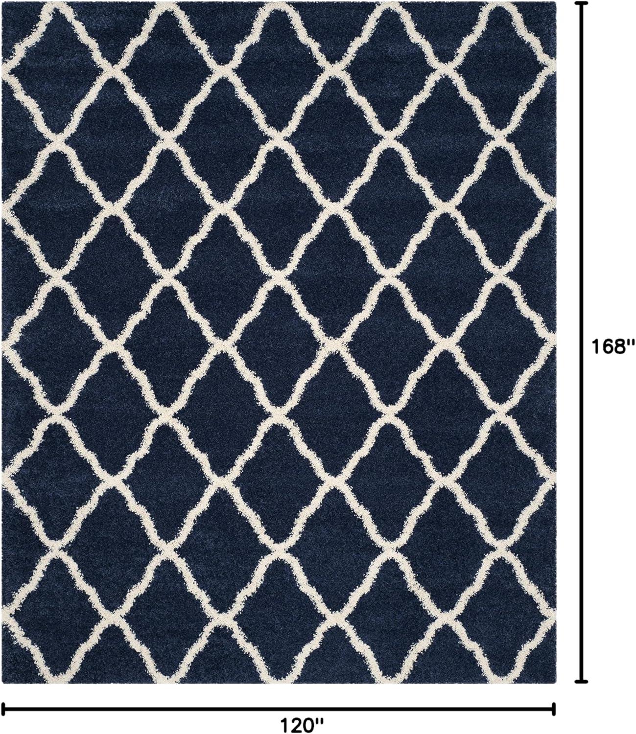 image:imageSAFAVIEH Hudson Shag Collection Area Rug 8 x 10 Slate Blue amp Ivory Moroccan Trellis Design NonShedding amp Easy Care 2inch Thick Ideal for High Traffic Areas in Living Room Bedroom SGH283LNavyIvory