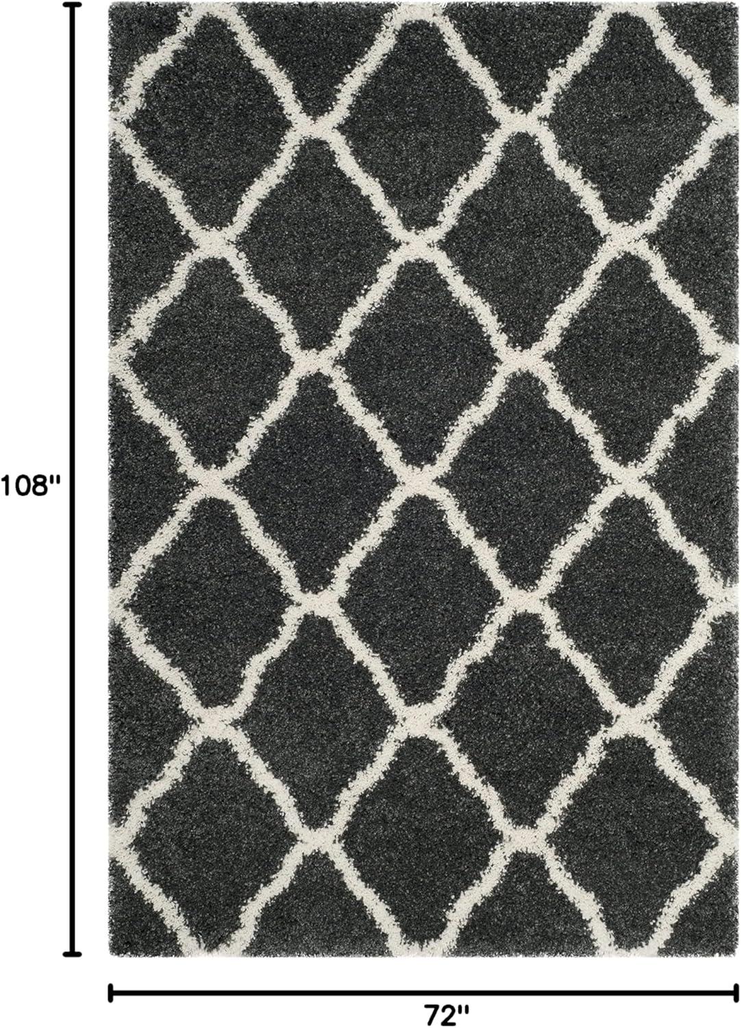 image:imageSAFAVIEH Hudson Shag Collection Area Rug 8 x 10 Slate Blue amp Ivory Moroccan Trellis Design NonShedding amp Easy Care 2inch Thick Ideal for High Traffic Areas in Living Room Bedroom SGH283LDark GreyIvory