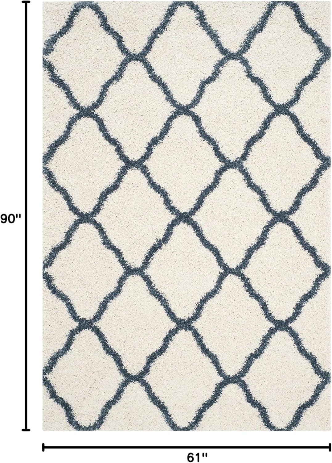 image:imageSAFAVIEH Hudson Shag Collection Area Rug 8 x 10 Slate Blue amp Ivory Moroccan Trellis Design NonShedding amp Easy Care 2inch Thick Ideal for High Traffic Areas in Living Room Bedroom SGH283LIvorySteel Blue