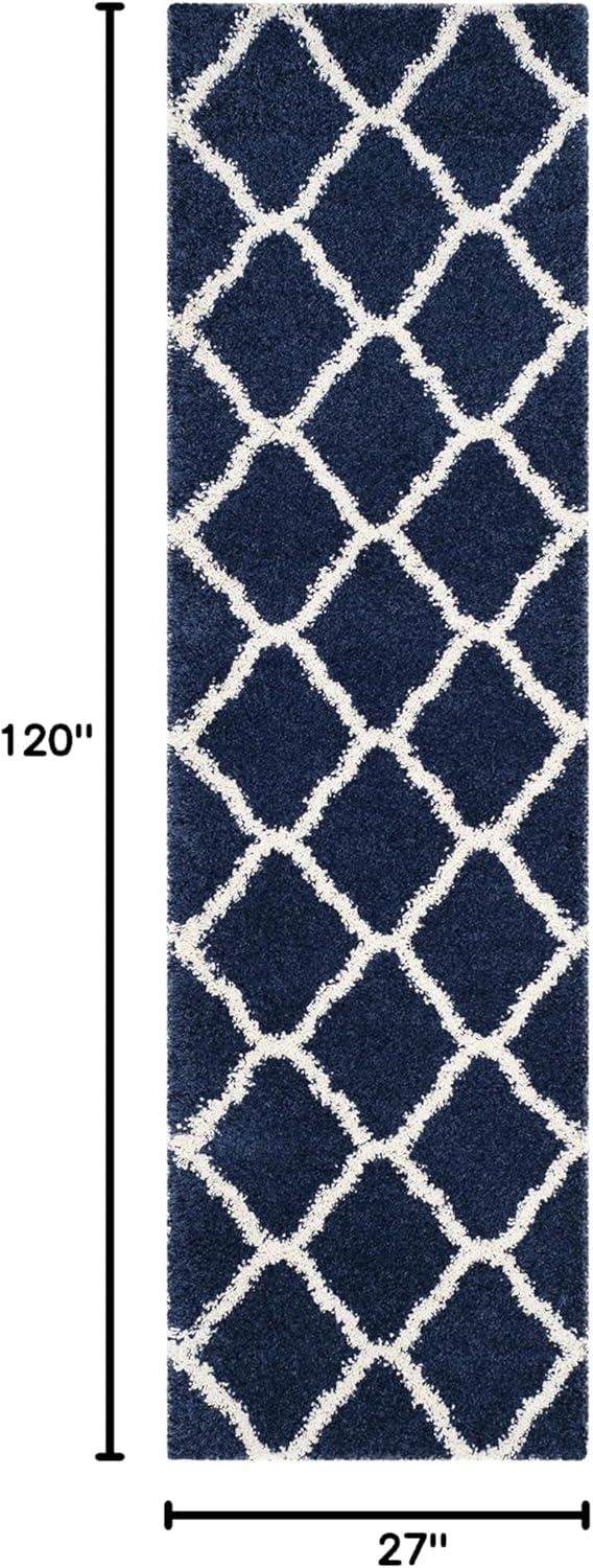 image:imageSAFAVIEH Hudson Shag Collection Area Rug 8 x 10 Slate Blue amp Ivory Moroccan Trellis Design NonShedding amp Easy Care 2inch Thick Ideal for High Traffic Areas in Living Room Bedroom SGH283LNavyIvory