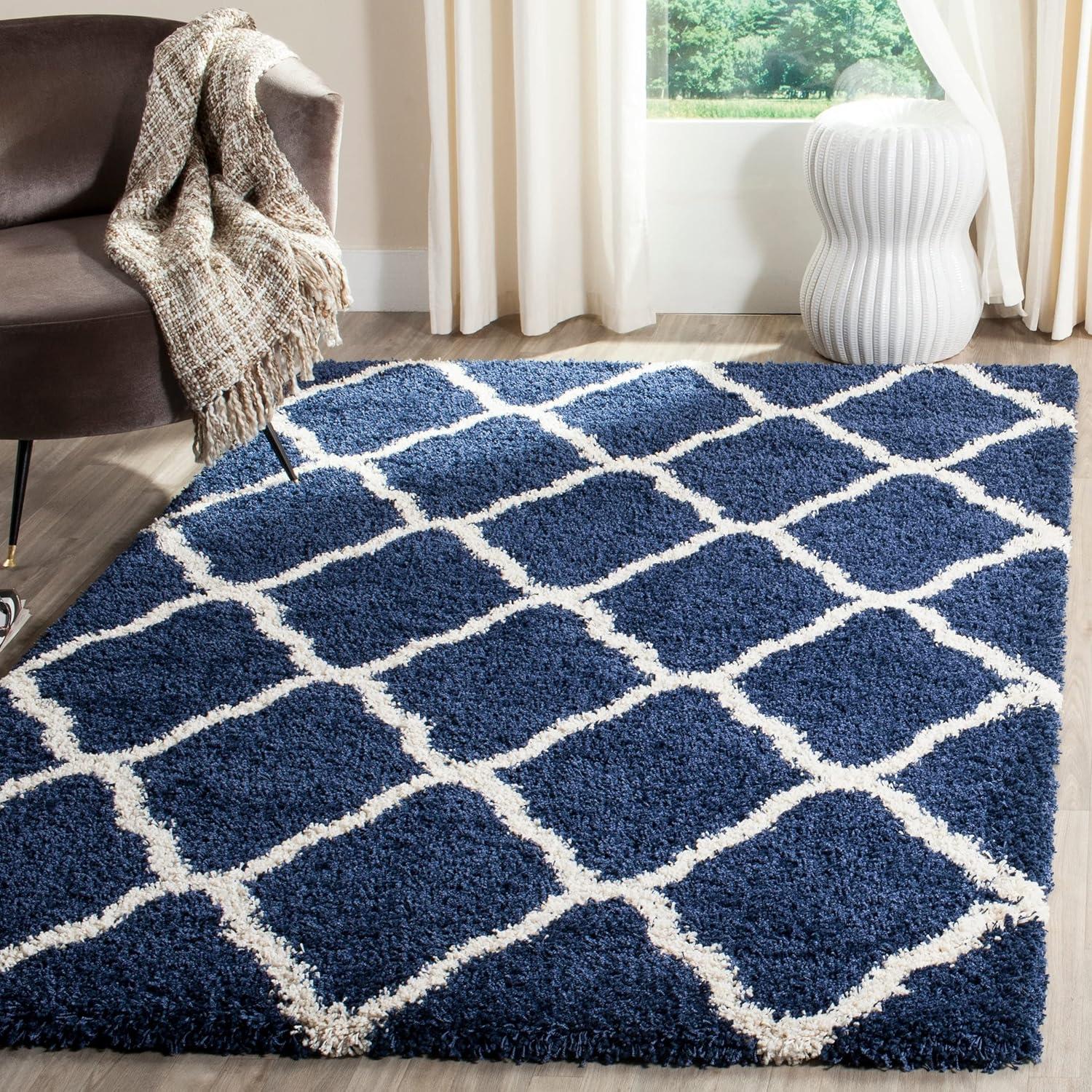 image:imageSAFAVIEH Hudson Shag Collection Area Rug 8 x 10 Slate Blue amp Ivory Moroccan Trellis Design NonShedding amp Easy Care 2inch Thick Ideal for High Traffic Areas in Living Room Bedroom SGH283LGreyIvory