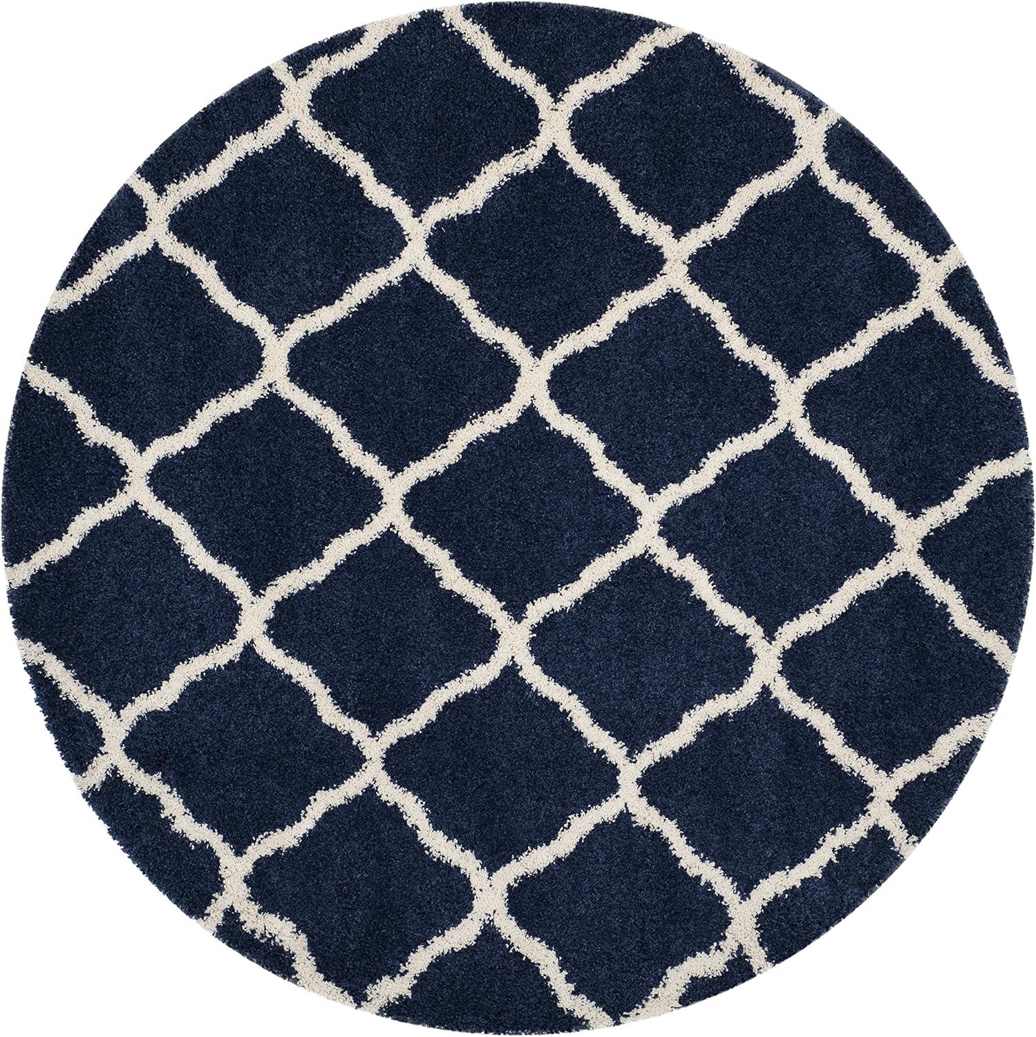 image:imageSAFAVIEH Hudson Shag Collection Area Rug 8 x 10 Slate Blue amp Ivory Moroccan Trellis Design NonShedding amp Easy Care 2inch Thick Ideal for High Traffic Areas in Living Room Bedroom SGH283LNavyIvory
