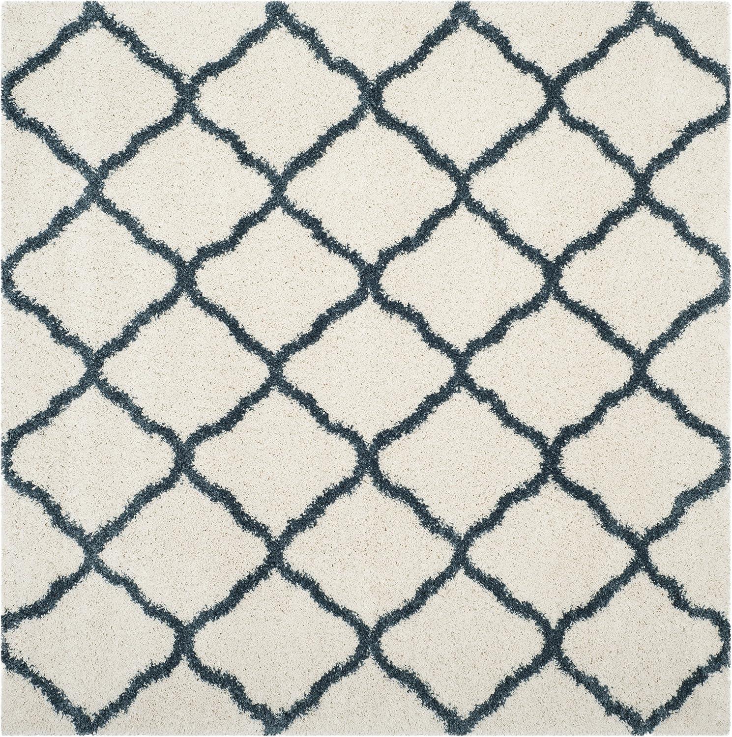image:imageSAFAVIEH Hudson Shag Collection Area Rug 8 x 10 Slate Blue amp Ivory Moroccan Trellis Design NonShedding amp Easy Care 2inch Thick Ideal for High Traffic Areas in Living Room Bedroom SGH283LIvorySteel Blue