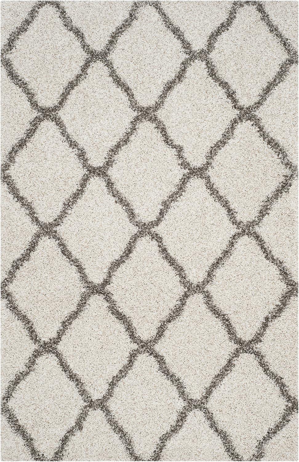 image:imageSAFAVIEH Hudson Shag Collection Area Rug 8 x 10 Slate Blue amp Ivory Moroccan Trellis Design NonShedding amp Easy Care 2inch Thick Ideal for High Traffic Areas in Living Room Bedroom SGH283LIvoryGrey