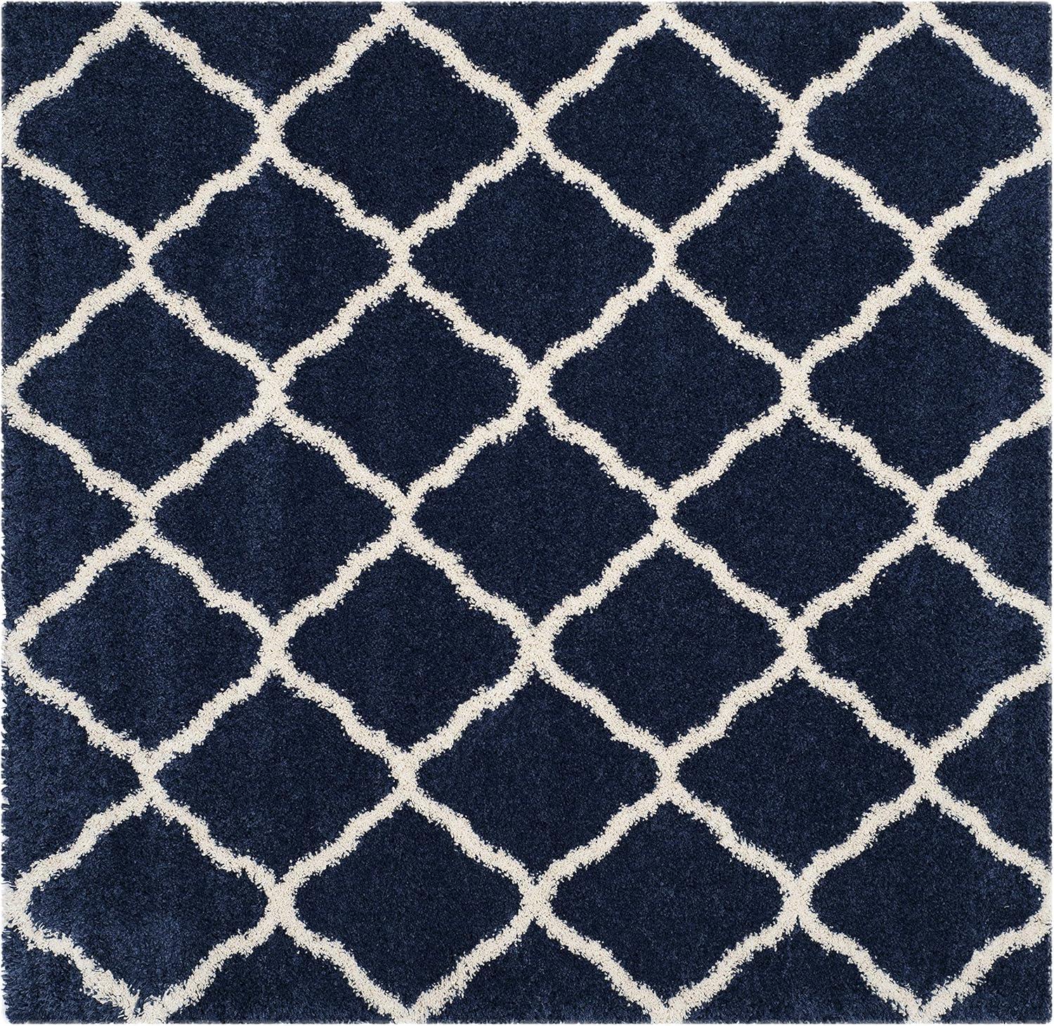 image:imageSAFAVIEH Hudson Shag Collection Area Rug 8 x 10 Slate Blue amp Ivory Moroccan Trellis Design NonShedding amp Easy Care 2inch Thick Ideal for High Traffic Areas in Living Room Bedroom SGH283LNavyIvory