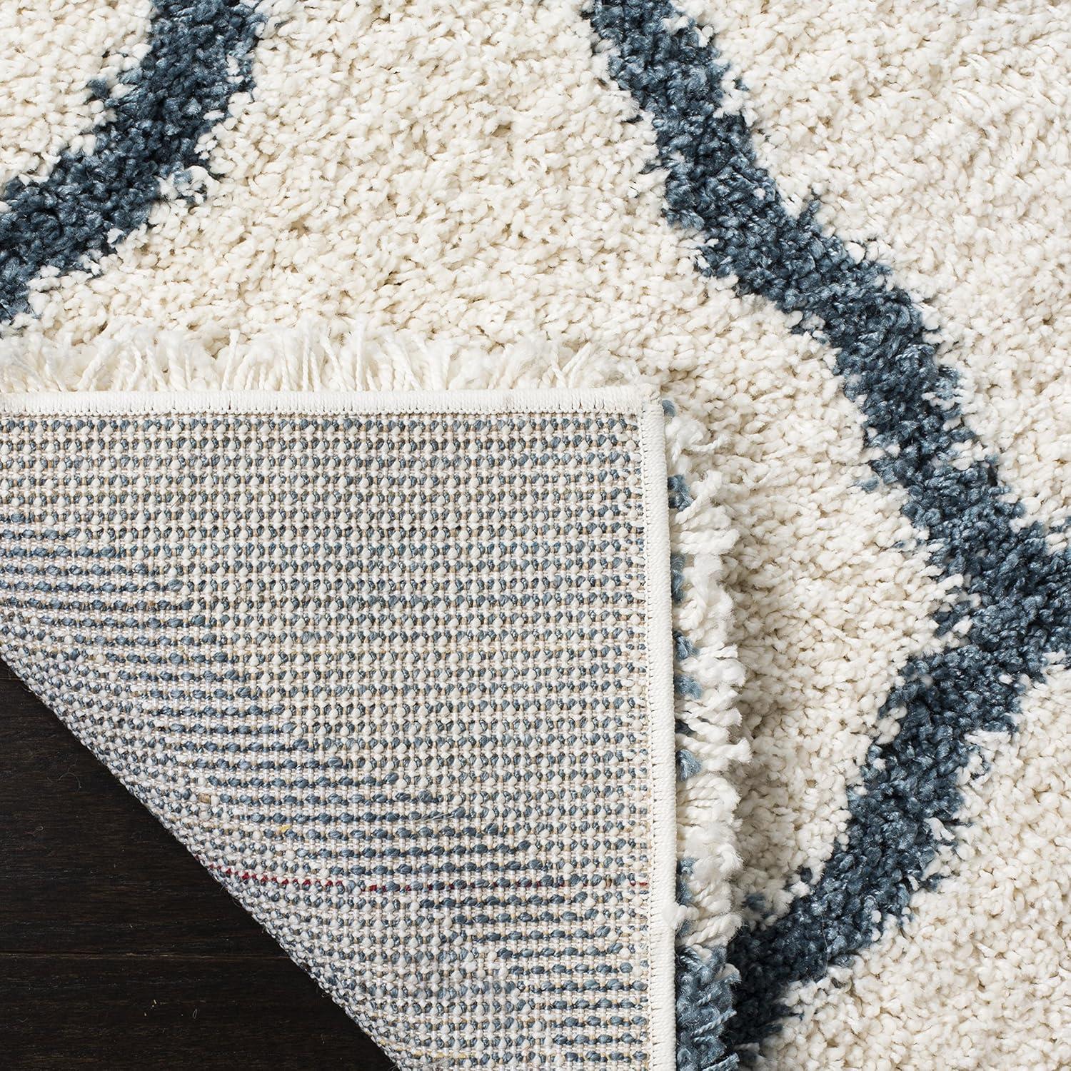 image:imageSAFAVIEH Hudson Shag Collection Area Rug 8 x 10 Slate Blue amp Ivory Moroccan Trellis Design NonShedding amp Easy Care 2inch Thick Ideal for High Traffic Areas in Living Room Bedroom SGH283LIvory Slate Blue