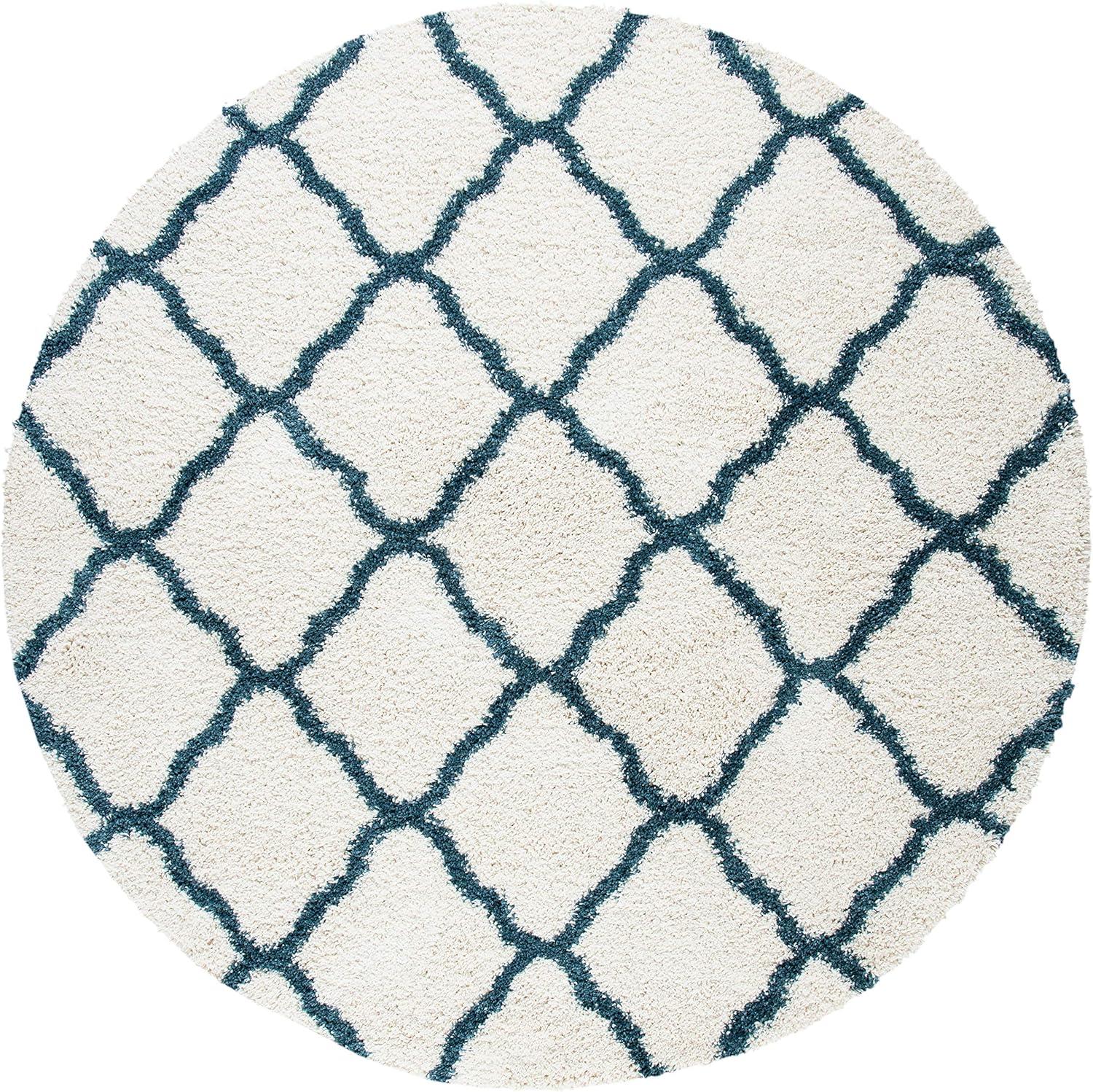 image:imageSAFAVIEH Hudson Shag Collection Area Rug 8 x 10 Slate Blue amp Ivory Moroccan Trellis Design NonShedding amp Easy Care 2inch Thick Ideal for High Traffic Areas in Living Room Bedroom SGH283LIvorySteel Blue