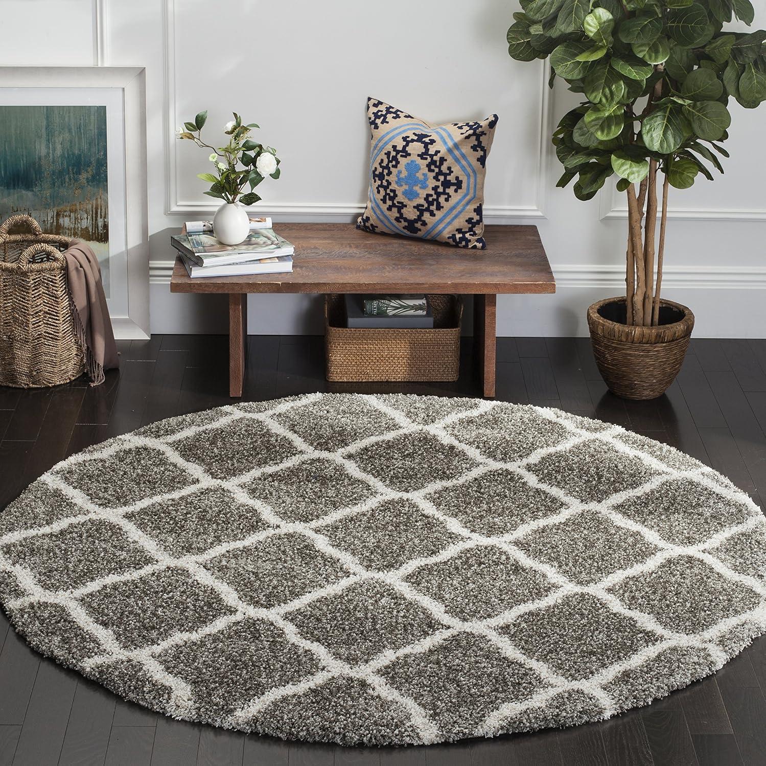 image:imageSAFAVIEH Hudson Shag Collection Area Rug 8 x 10 Slate Blue amp Ivory Moroccan Trellis Design NonShedding amp Easy Care 2inch Thick Ideal for High Traffic Areas in Living Room Bedroom SGH283LGreyIvory