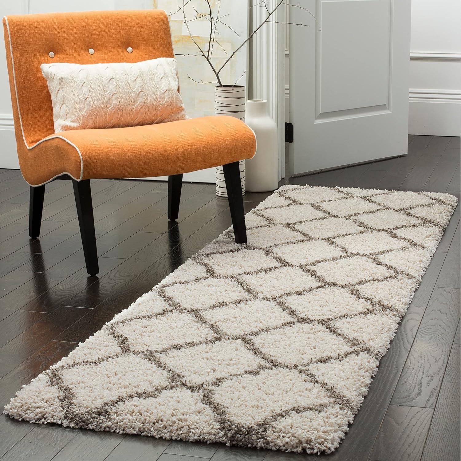 image:imageSAFAVIEH Hudson Shag Collection Area Rug 8 x 10 Slate Blue amp Ivory Moroccan Trellis Design NonShedding amp Easy Care 2inch Thick Ideal for High Traffic Areas in Living Room Bedroom SGH283LNavyIvory