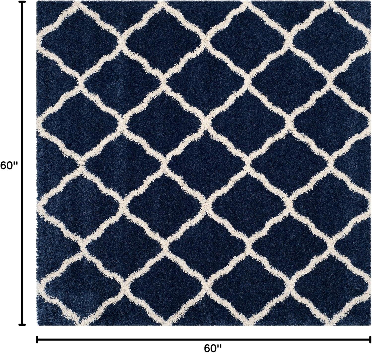 image:imageSAFAVIEH Hudson Shag Collection Area Rug 8 x 10 Slate Blue amp Ivory Moroccan Trellis Design NonShedding amp Easy Care 2inch Thick Ideal for High Traffic Areas in Living Room Bedroom SGH283LNavyIvory
