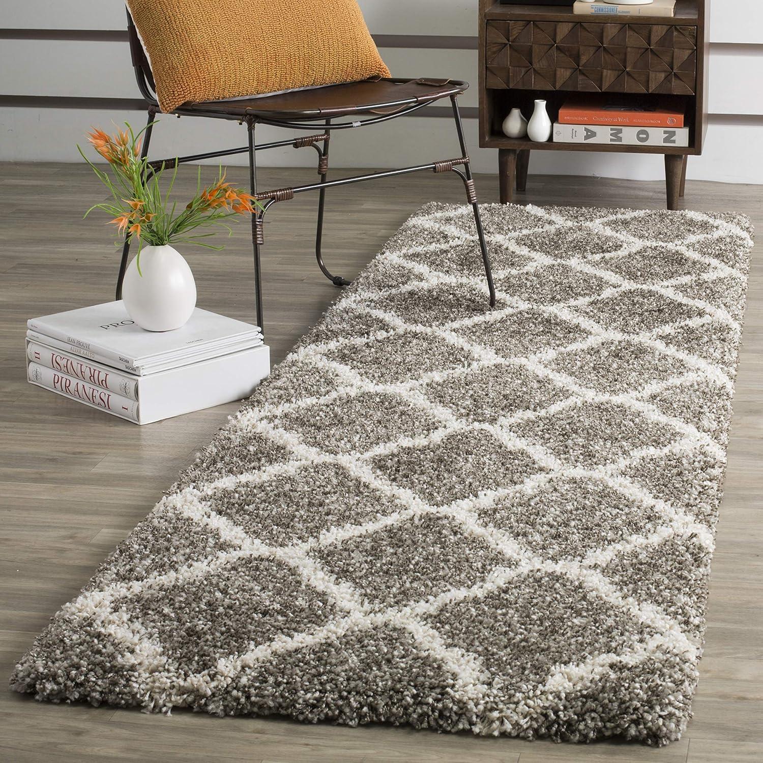image:imageSAFAVIEH Hudson Shag Collection Area Rug 8 x 10 Slate Blue amp Ivory Moroccan Trellis Design NonShedding amp Easy Care 2inch Thick Ideal for High Traffic Areas in Living Room Bedroom SGH283LGreyIvory