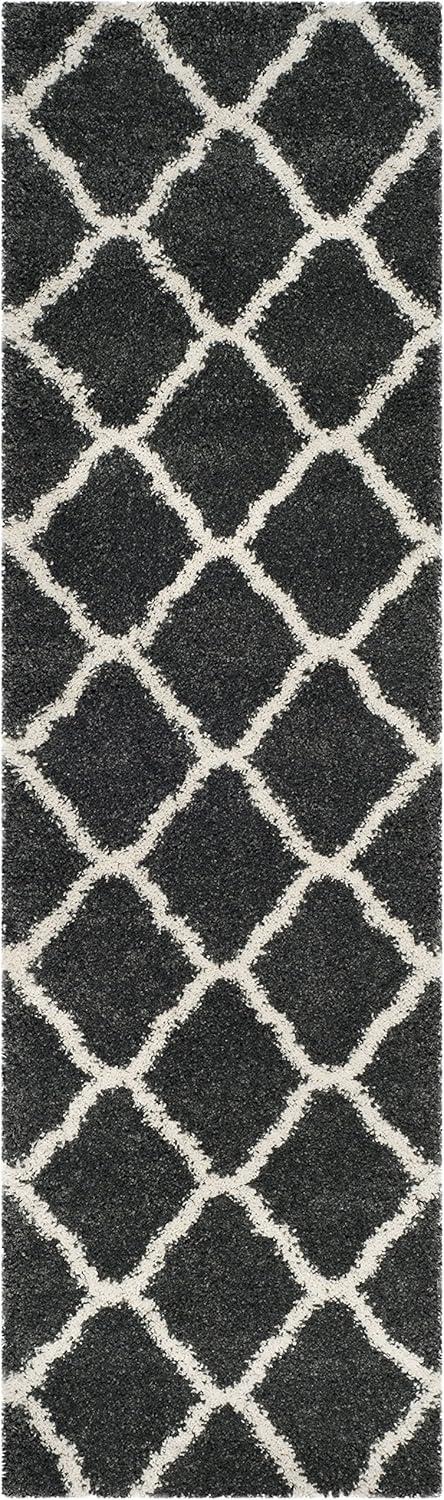 image:imageSAFAVIEH Hudson Shag Collection Area Rug 8 x 10 Slate Blue amp Ivory Moroccan Trellis Design NonShedding amp Easy Care 2inch Thick Ideal for High Traffic Areas in Living Room Bedroom SGH283LDark GreyIvory