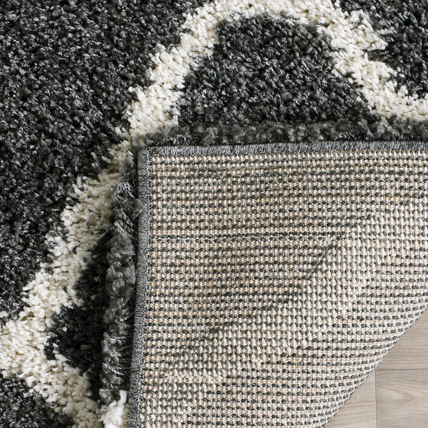 image:imageSAFAVIEH Hudson Shag Collection Area Rug 8 x 10 Slate Blue amp Ivory Moroccan Trellis Design NonShedding amp Easy Care 2inch Thick Ideal for High Traffic Areas in Living Room Bedroom SGH283LDark GreyIvory