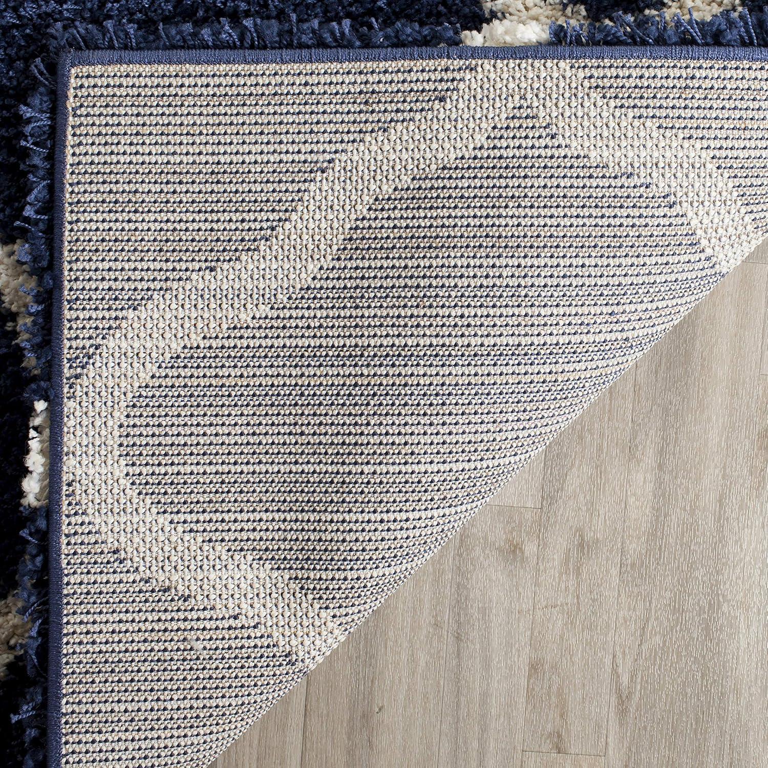 image:imageSAFAVIEH Hudson Shag Collection Area Rug 8 x 10 Slate Blue amp Ivory Moroccan Trellis Design NonShedding amp Easy Care 2inch Thick Ideal for High Traffic Areas in Living Room Bedroom SGH283LNavyIvory