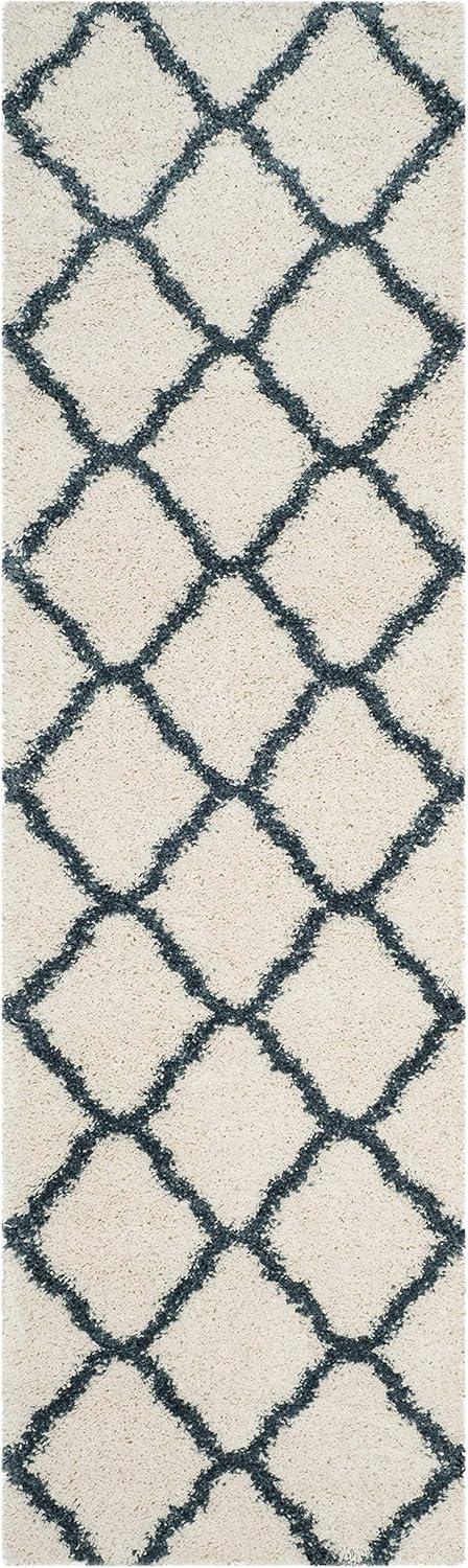 image:imageSAFAVIEH Hudson Shag Collection Area Rug 8 x 10 Slate Blue amp Ivory Moroccan Trellis Design NonShedding amp Easy Care 2inch Thick Ideal for High Traffic Areas in Living Room Bedroom SGH283LIvorySteel Blue