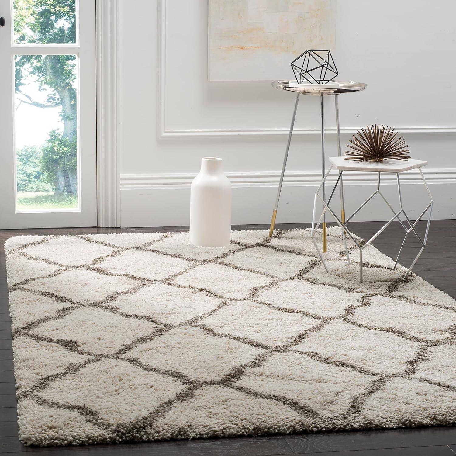 image:imageSAFAVIEH Hudson Shag Collection Area Rug 8 x 10 Slate Blue amp Ivory Moroccan Trellis Design NonShedding amp Easy Care 2inch Thick Ideal for High Traffic Areas in Living Room Bedroom SGH283LNavyIvory