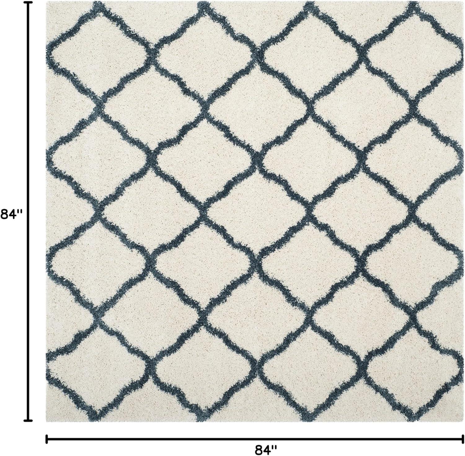 image:imageSAFAVIEH Hudson Shag Collection Area Rug 8 x 10 Slate Blue amp Ivory Moroccan Trellis Design NonShedding amp Easy Care 2inch Thick Ideal for High Traffic Areas in Living Room Bedroom SGH283LIvorySteel Blue