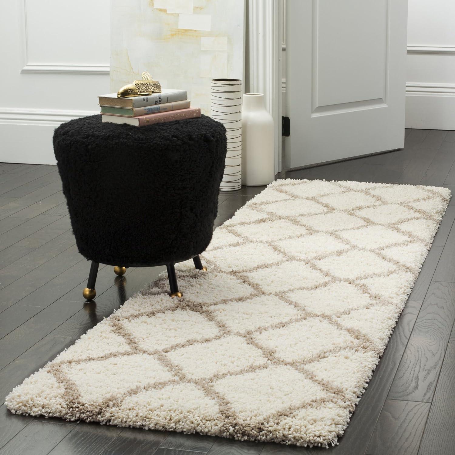 image:imageSAFAVIEH Hudson Shag Collection Area Rug 8 x 10 Slate Blue amp Ivory Moroccan Trellis Design NonShedding amp Easy Care 2inch Thick Ideal for High Traffic Areas in Living Room Bedroom SGH283LIvoryGrey